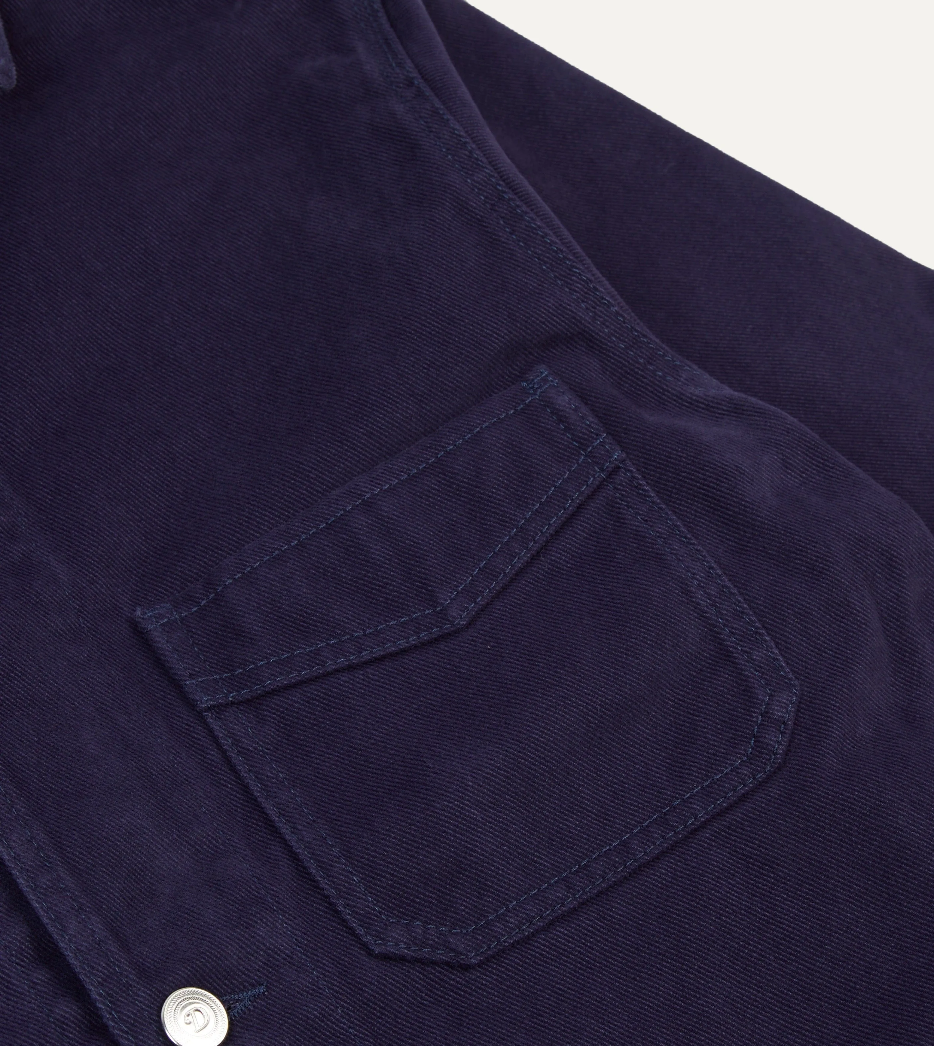 French Blue Heavy Twill Cotton Five-Pocket Chore Jacket sold by Drake's London product image thumbnail 4