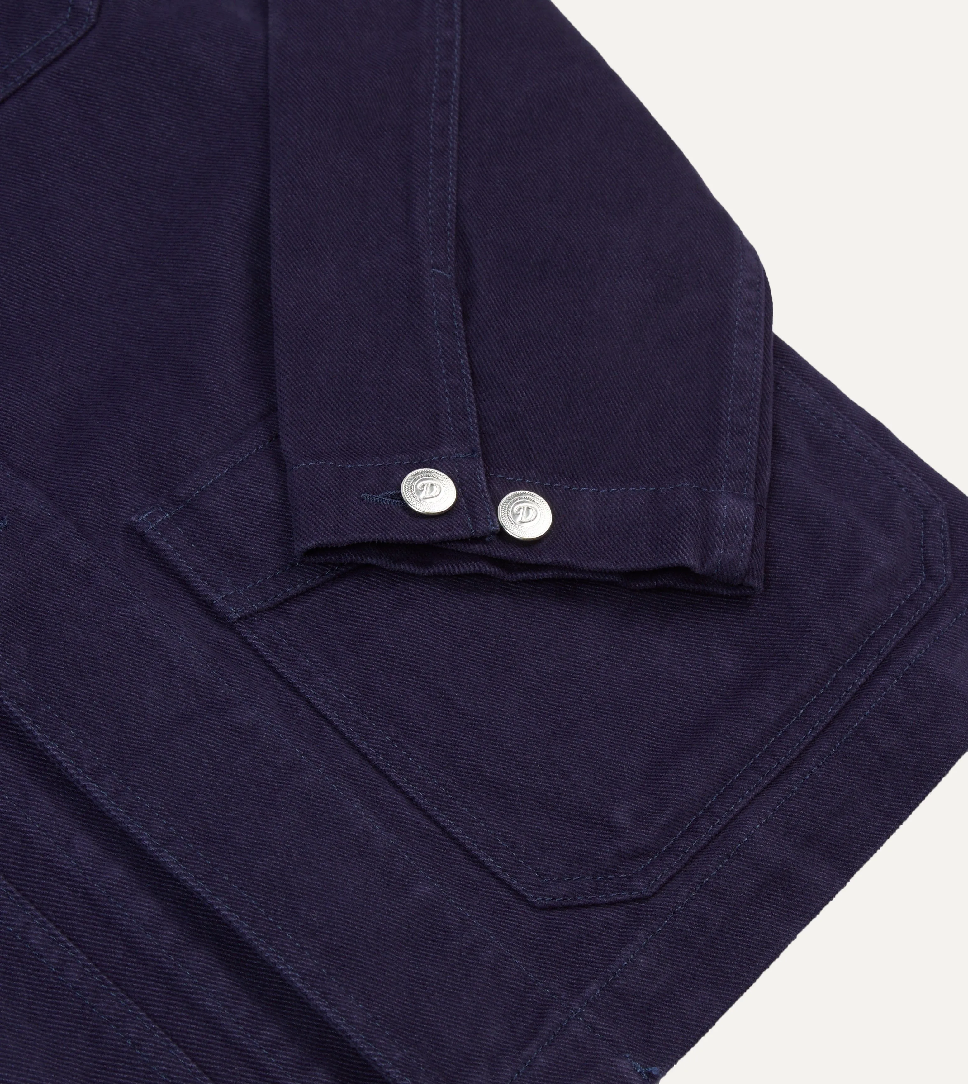 French Blue Heavy Twill Cotton Five-Pocket Chore Jacket sold by Drake's London product image thumbnail 5