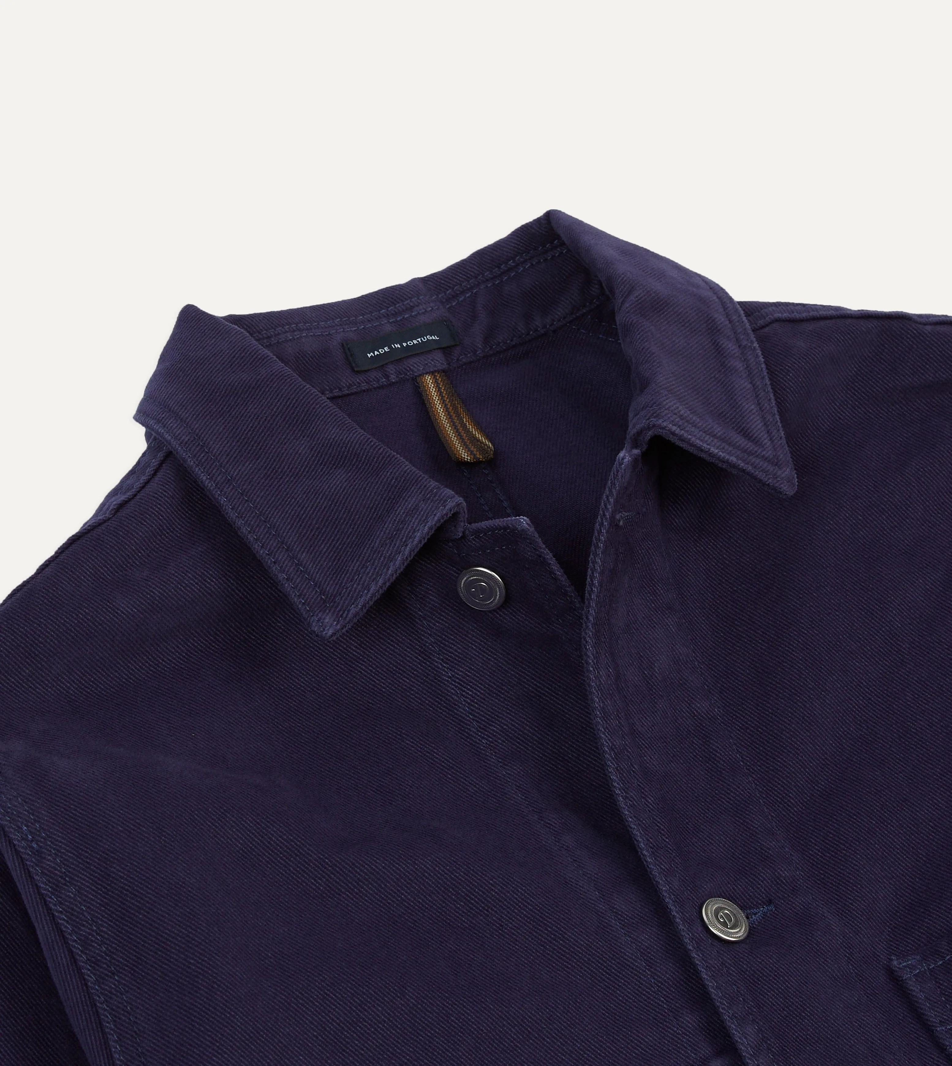 French Blue Heavy Twill Cotton Five-Pocket Chore Jacket sold by Drake's London product image thumbnail 3