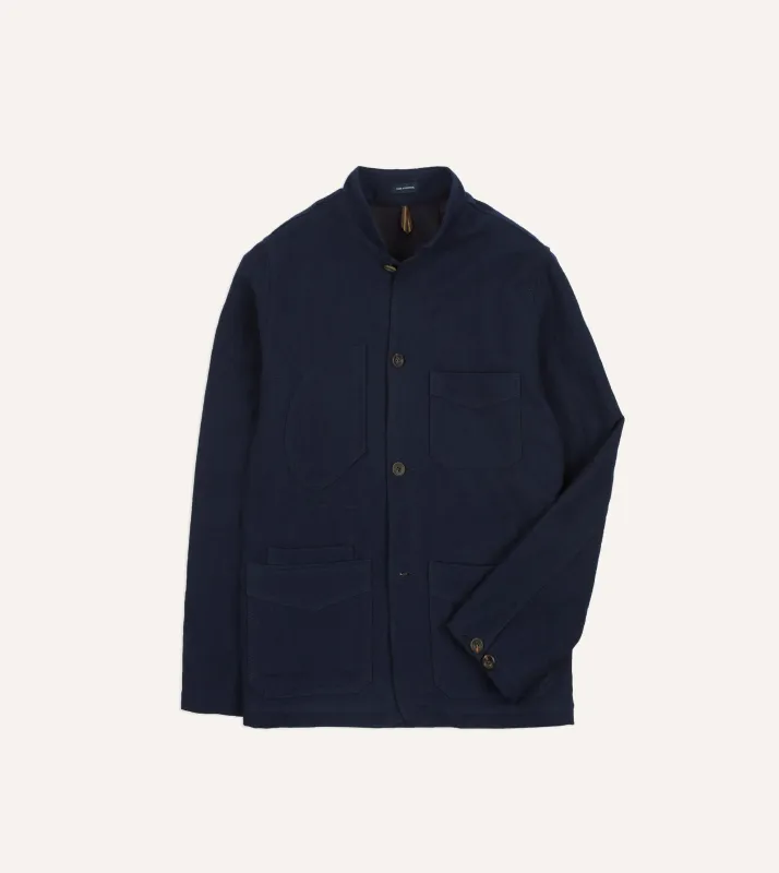 Navy Wool-Cotton Five-Pocket Artist Chore Jacket sold by Drake's London