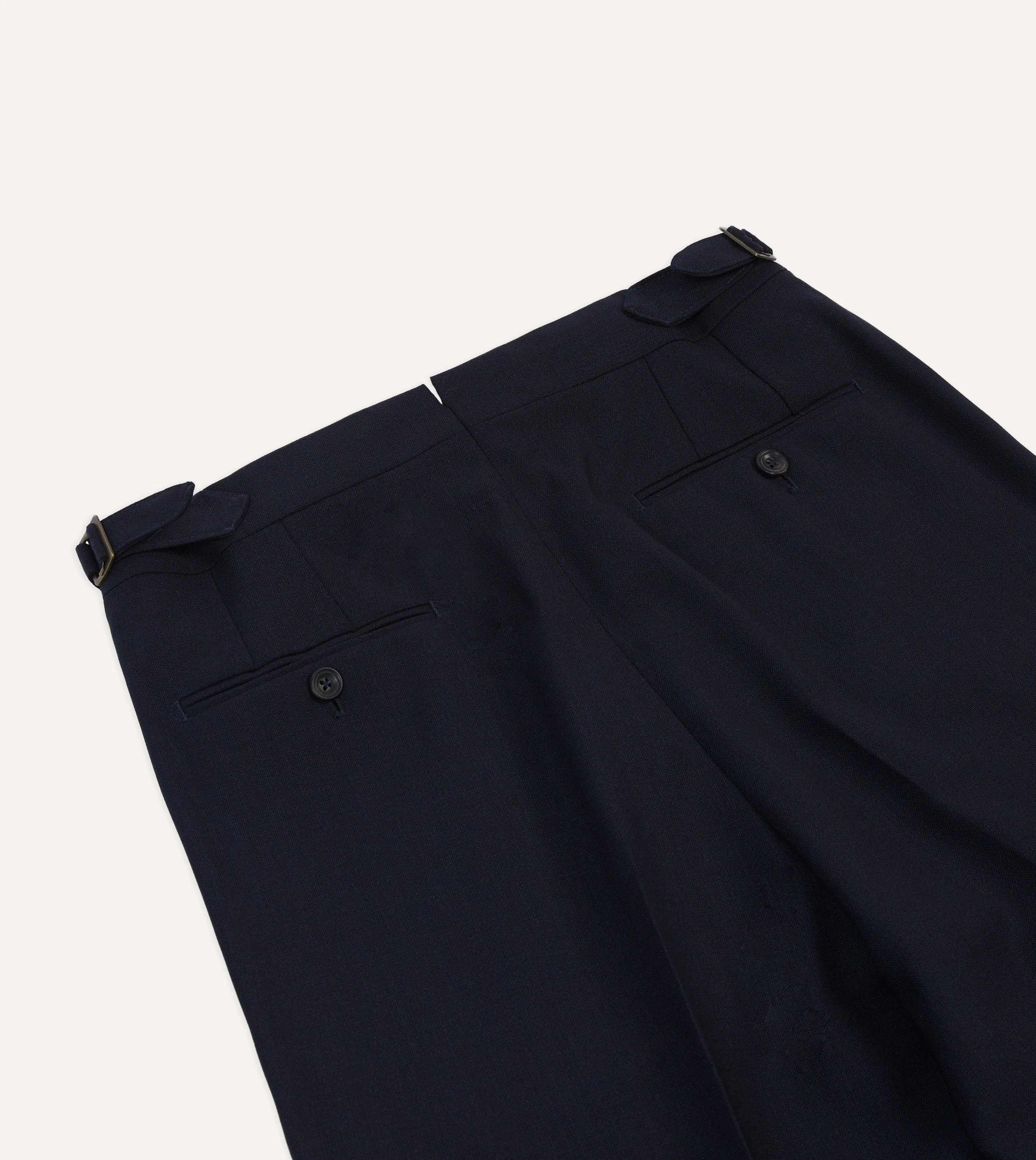 Navy Tropical Wool Single Pleat Trouser sold by Drake's London product image thumbnail 5