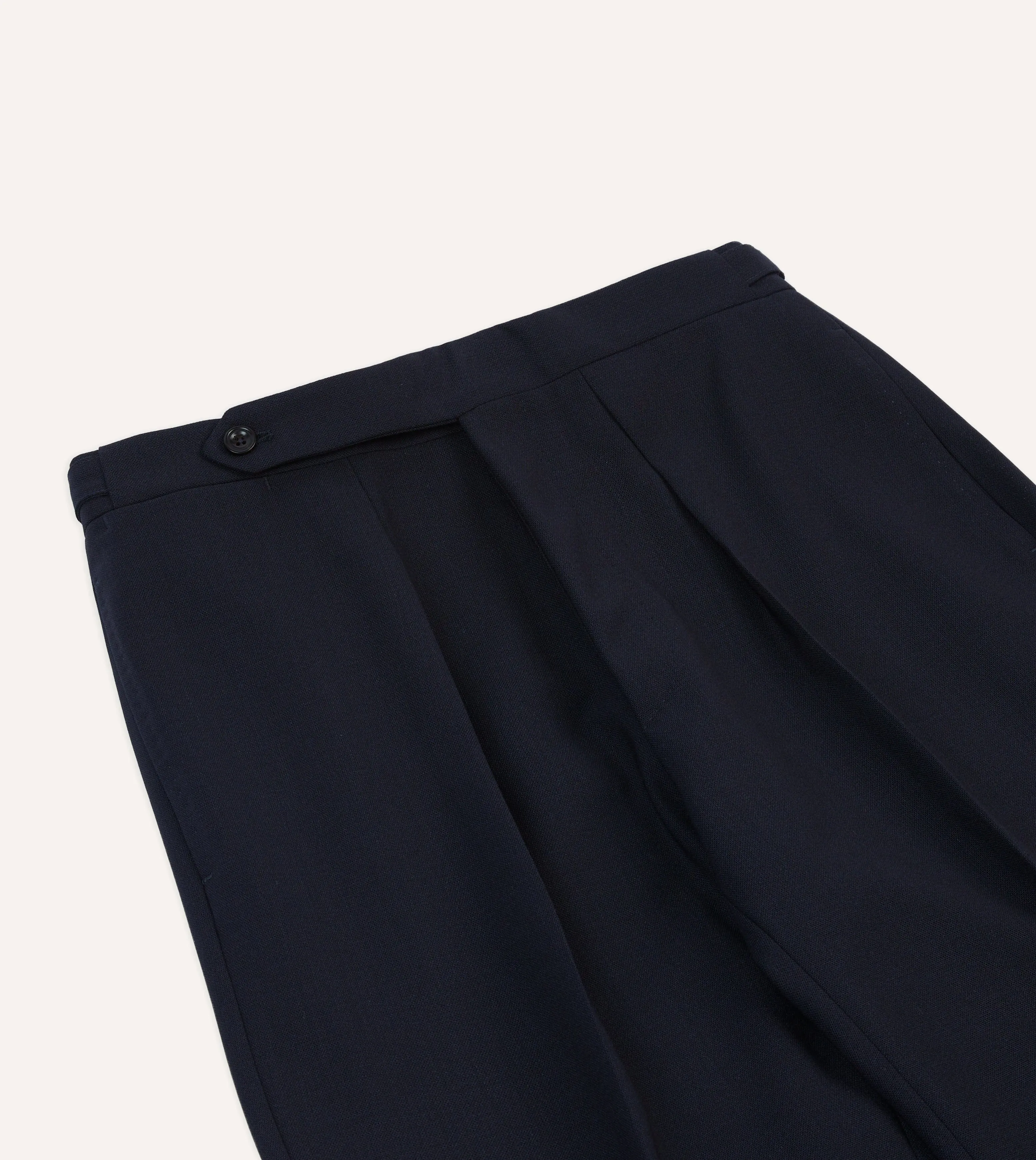 Navy Tropical Wool Single Pleat Trouser sold by Drake's London product image thumbnail 4