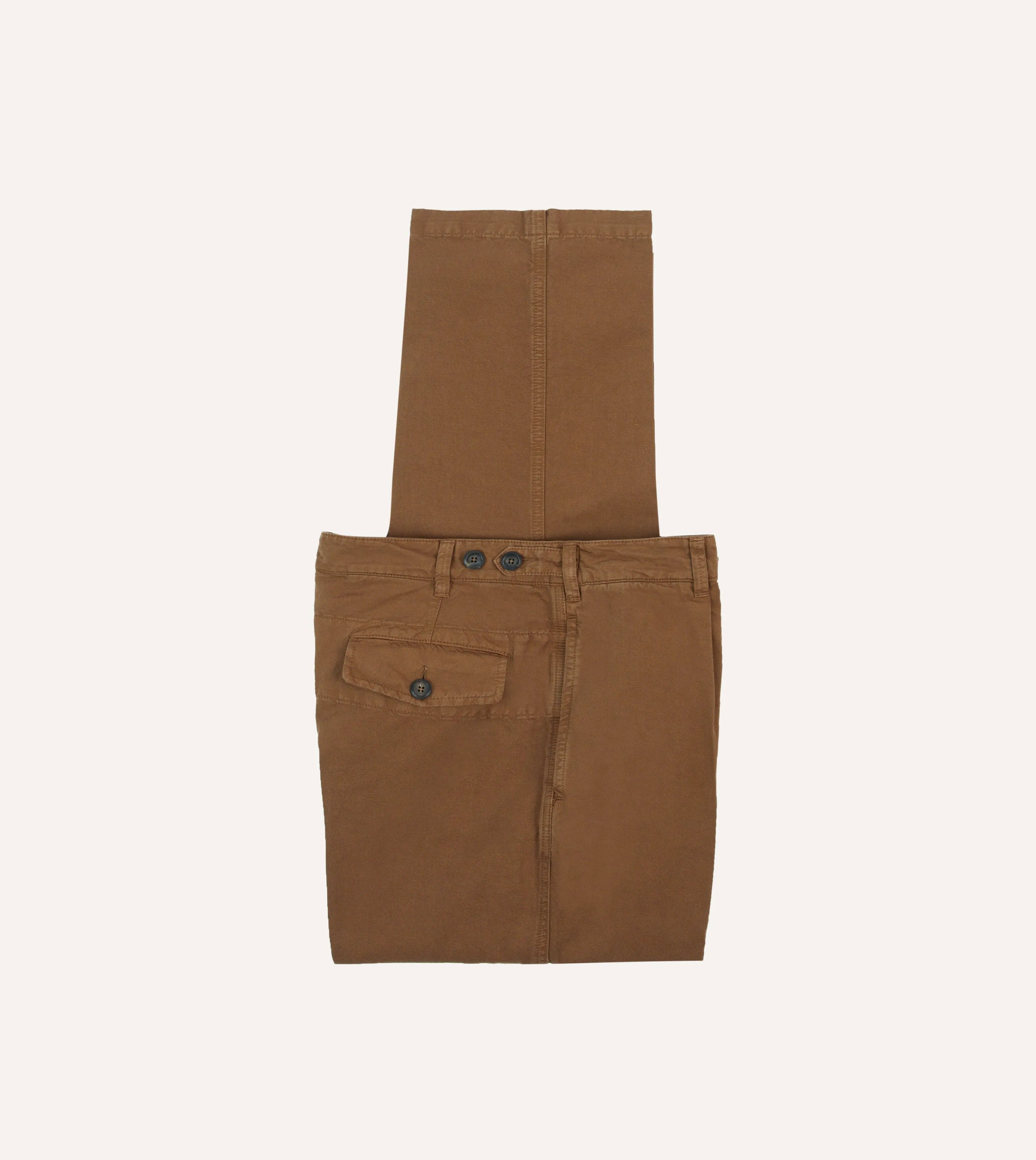Tobacco Cotton Linen Games Trousers sold by Drake's London