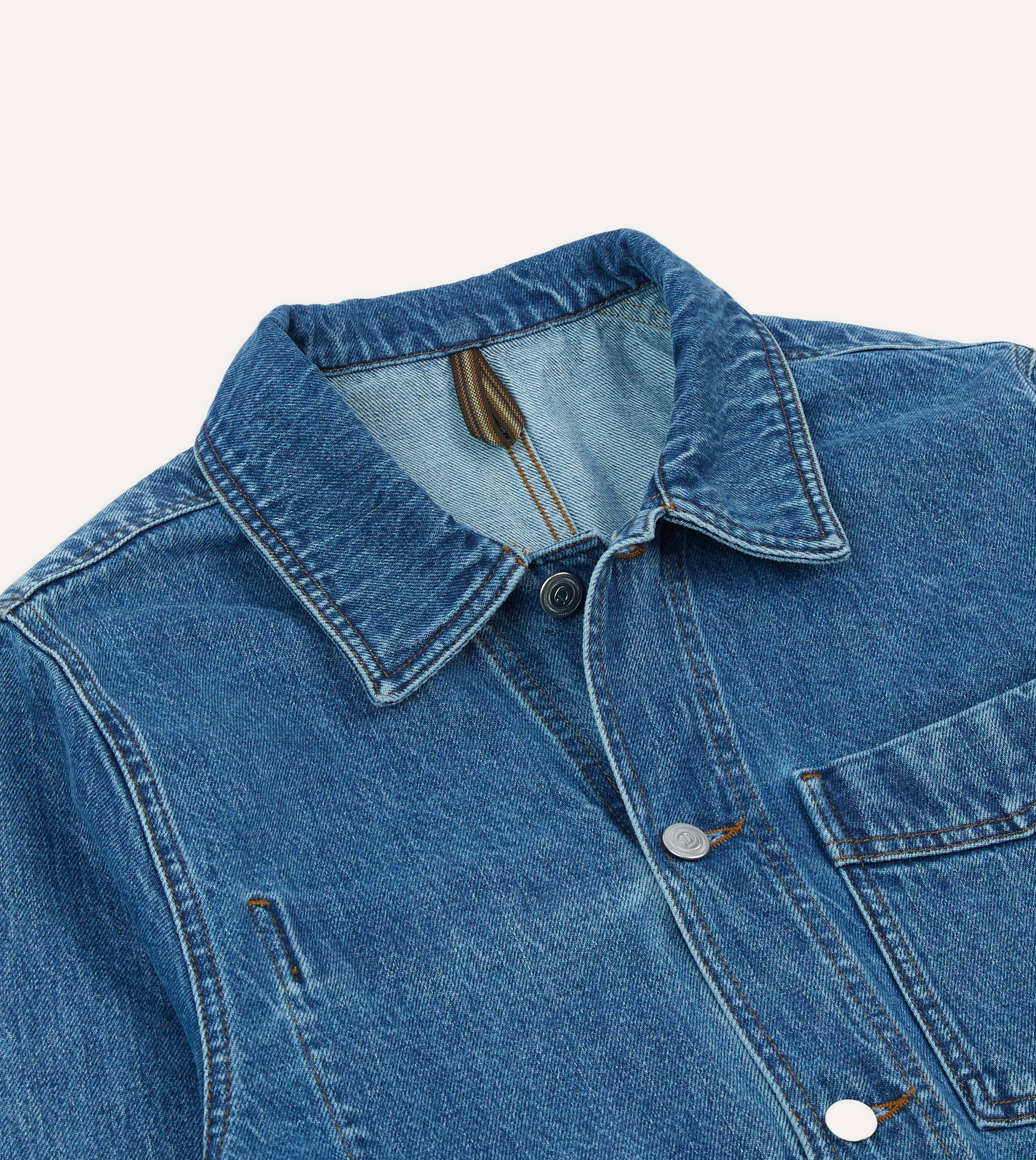 Bleach Wash Denim Work Jacket sold by Drake's London product image thumbnail 3