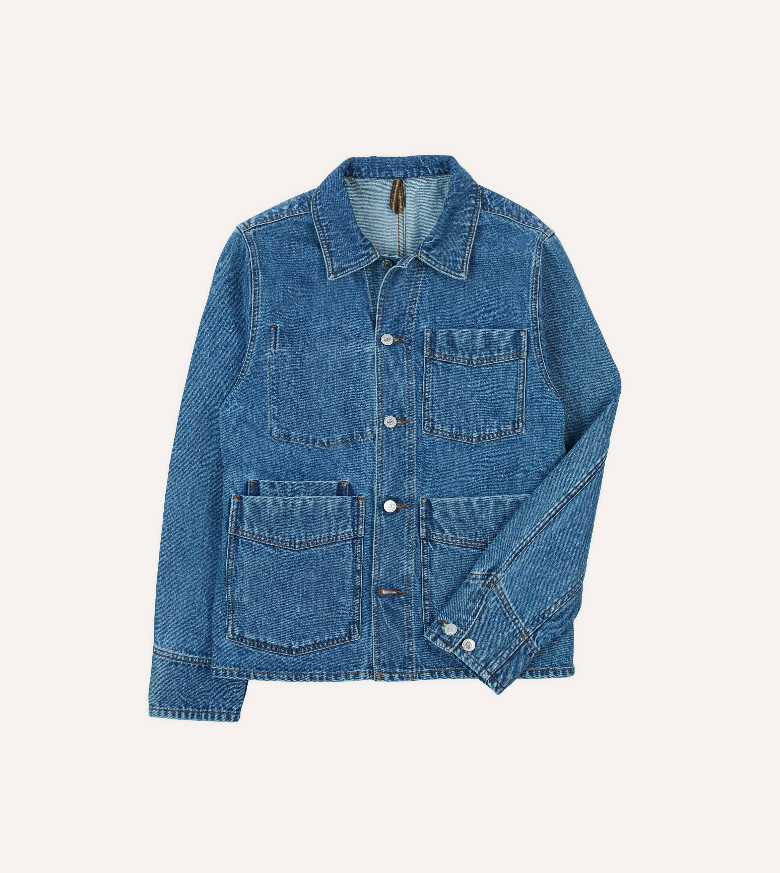 Bleach Wash Denim Work Jacket sold by Drake's London