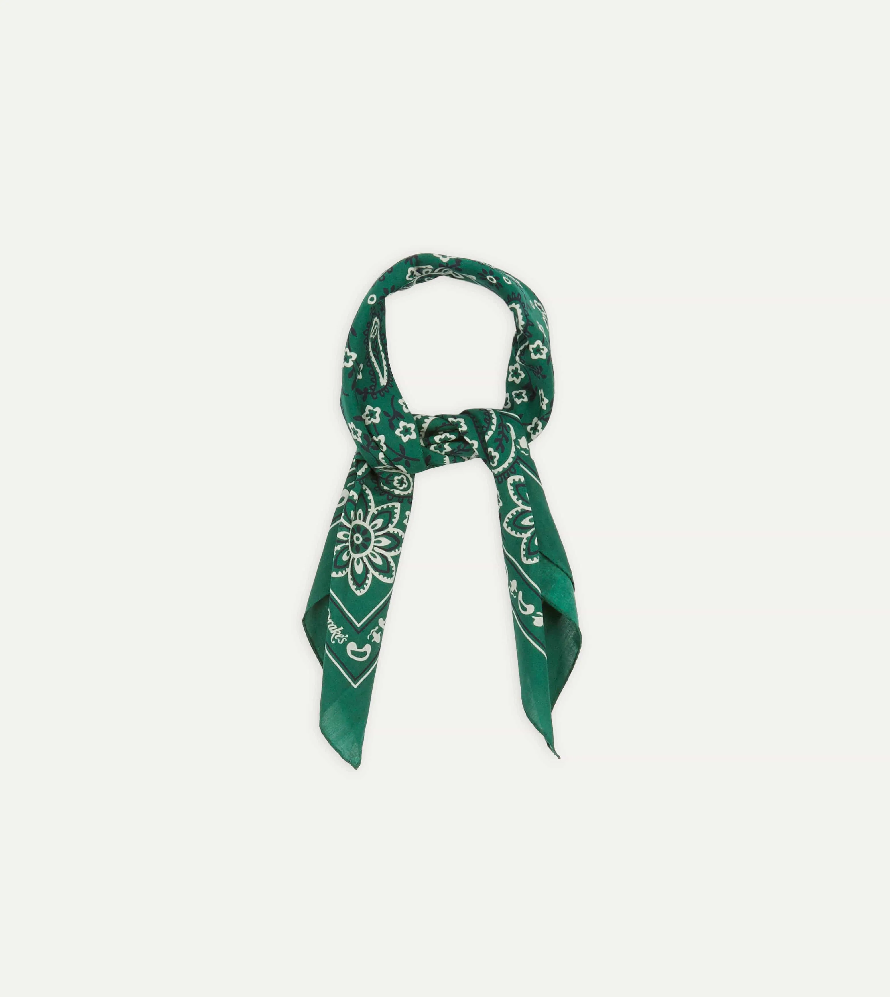 Green Paisley Print Cotton Bandana sold by Drake's London product image thumbnail 3