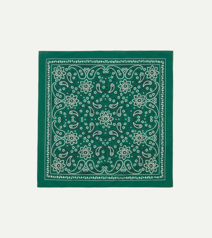 Green Paisley Print Cotton Bandana sold by Drake's London