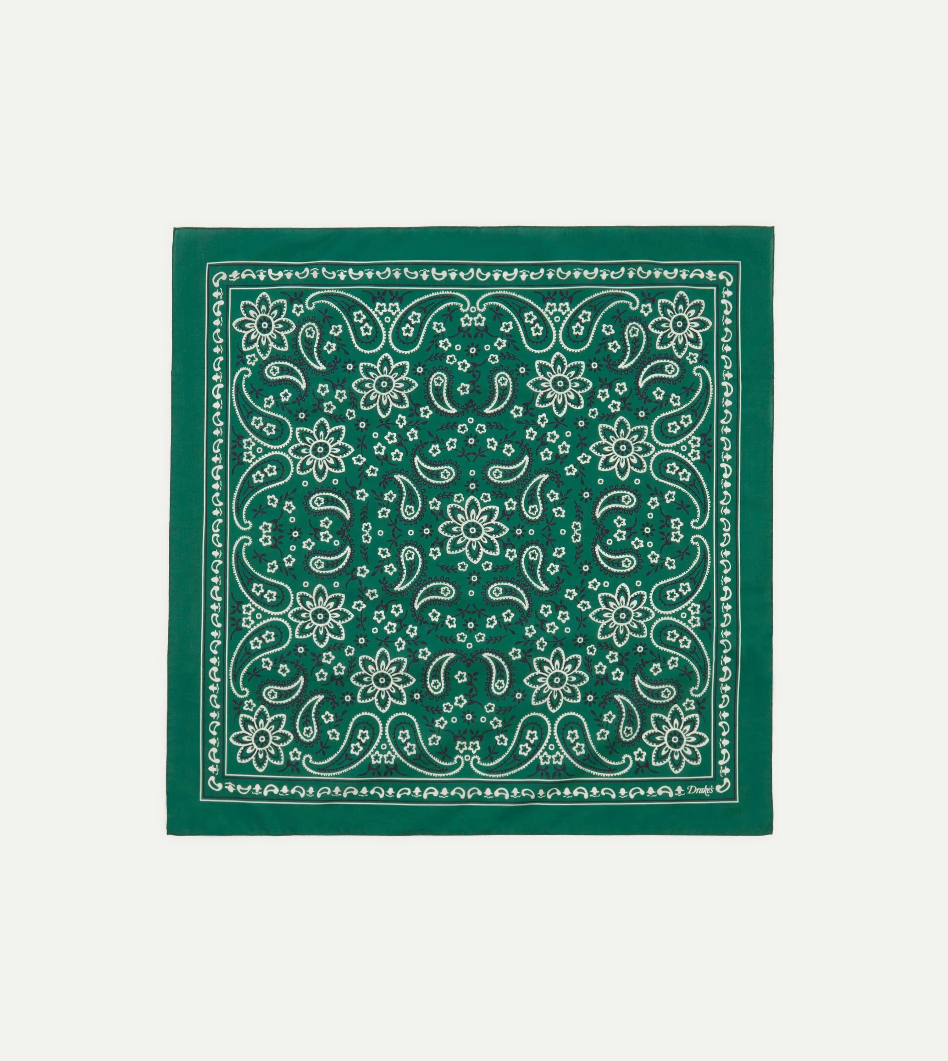 Green Paisley Print Cotton Bandana sold by Drake's London