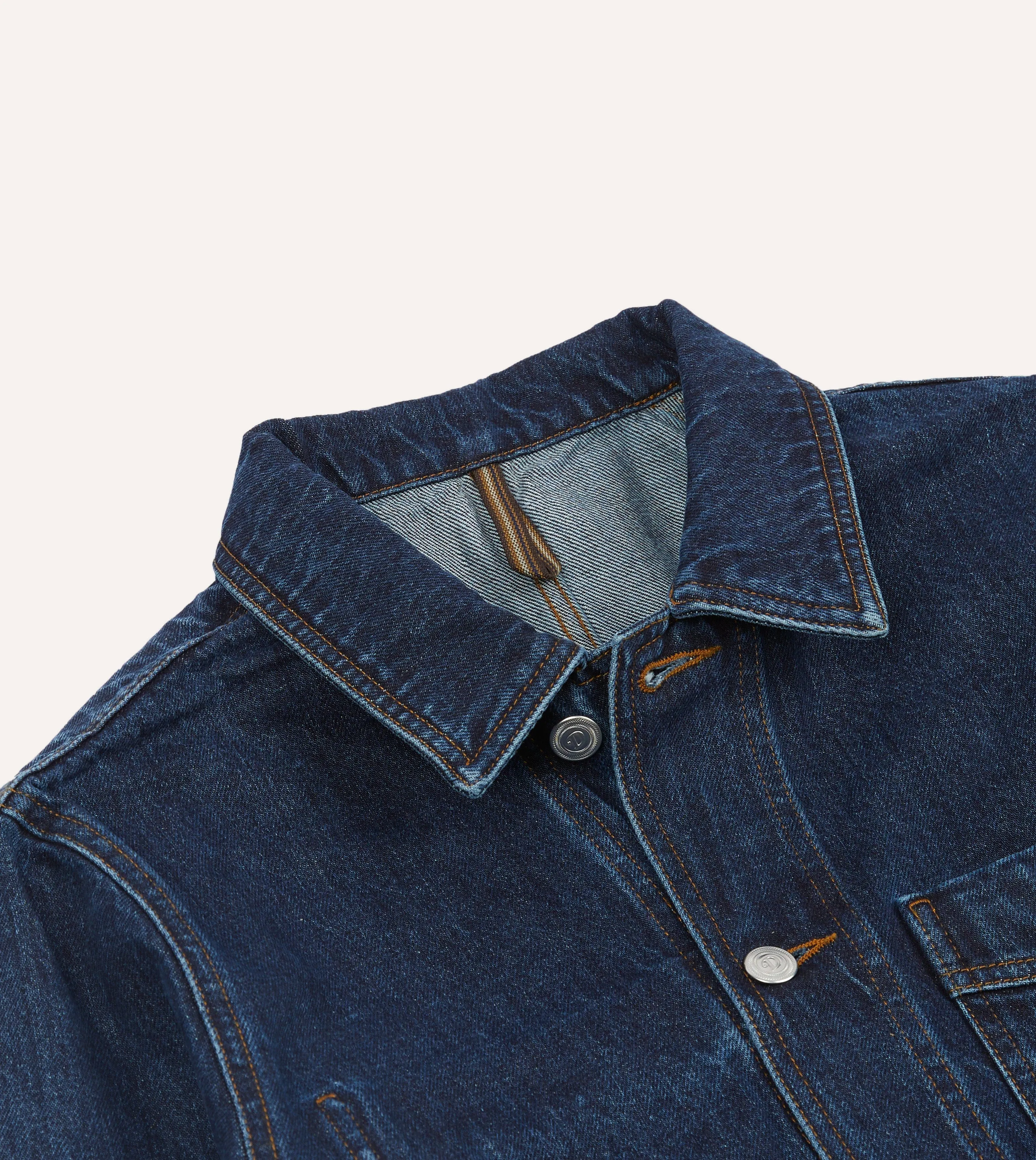 Stone Wash Denim Work Jacket sold by Drake's London product image thumbnail 3