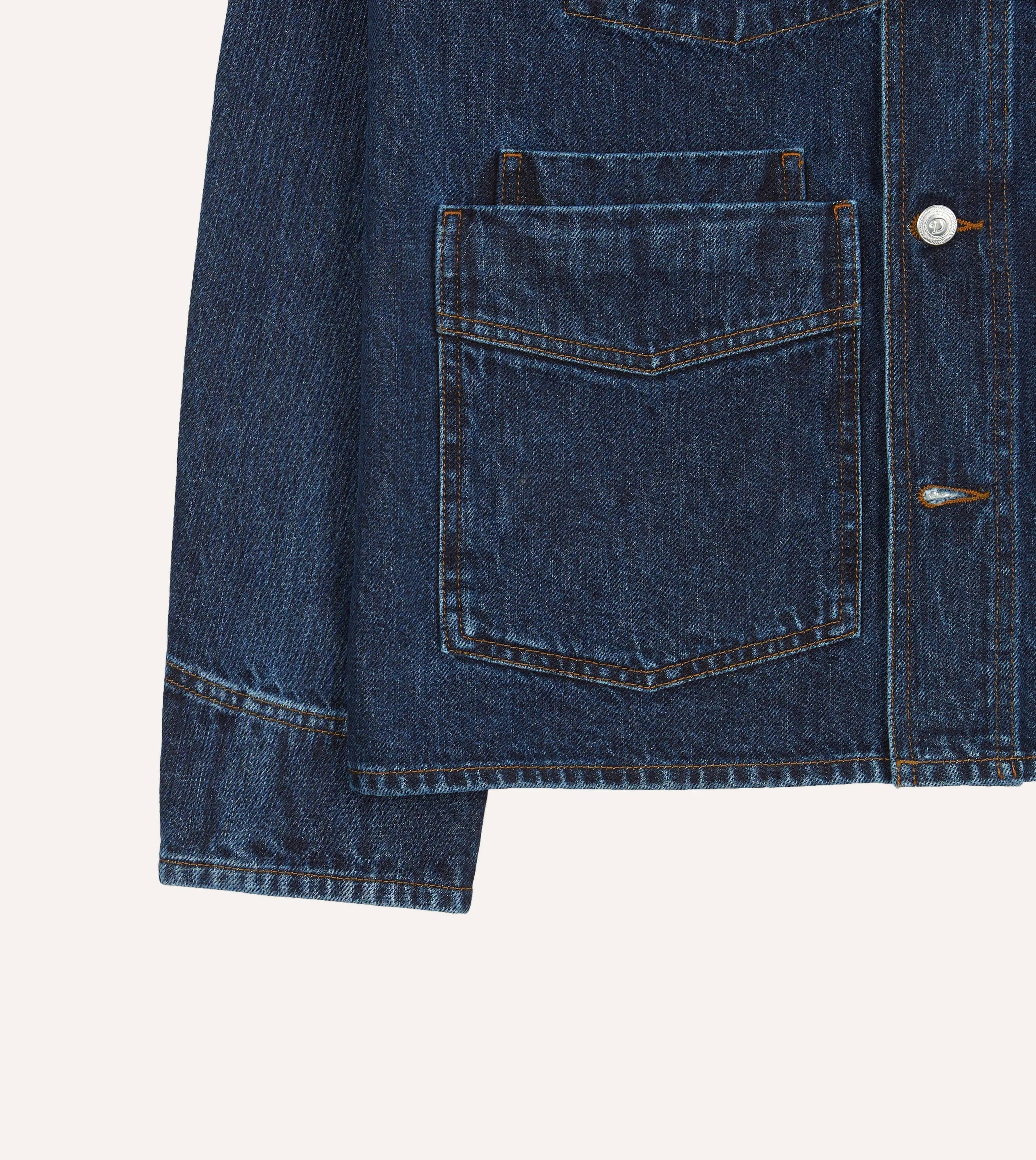 Stone Wash Denim Work Jacket sold by Drake's London product image thumbnail 5