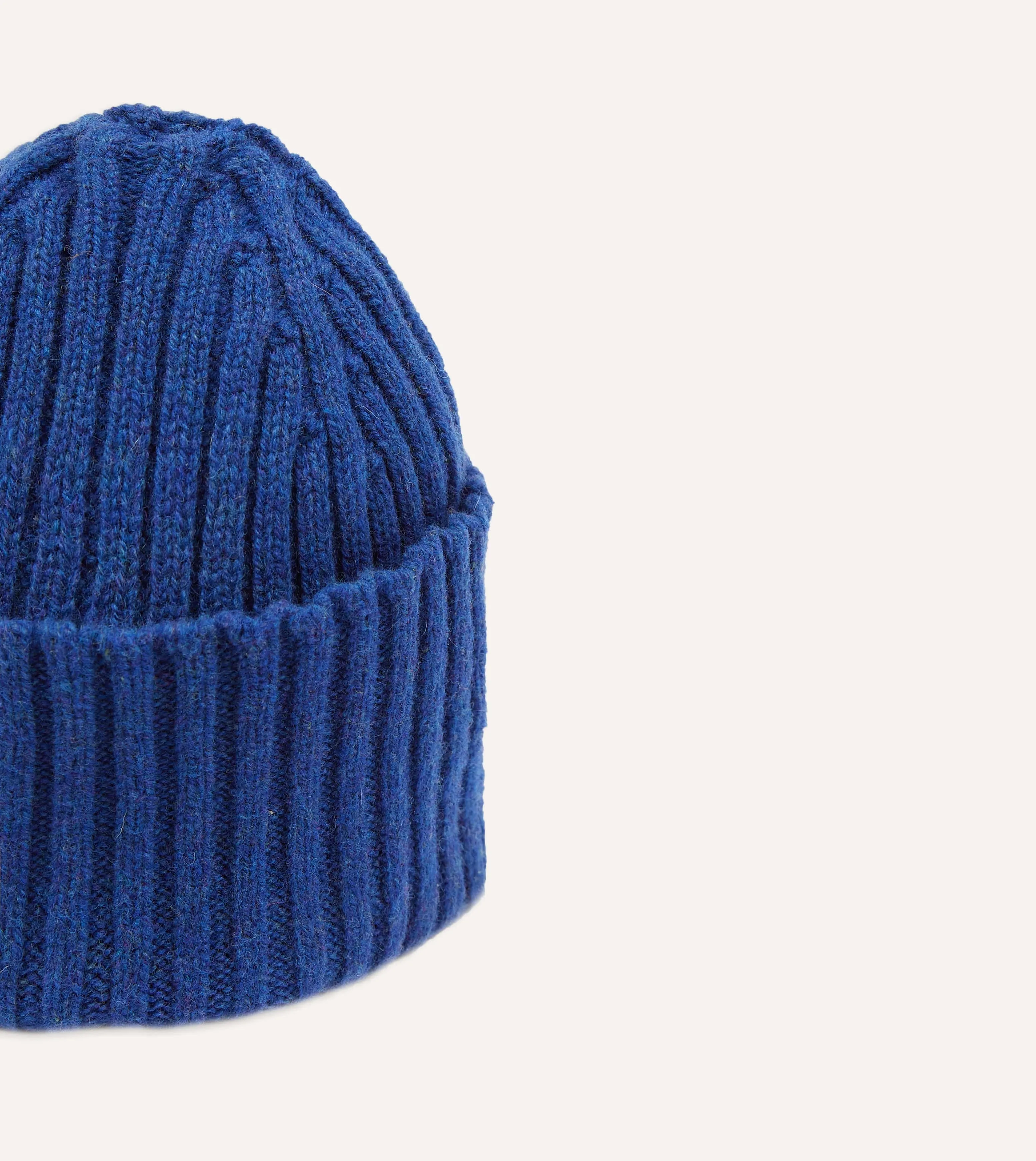 Royal Blue Lambswool Ribbed Knit Cap sold by Drake's London product image thumbnail 3