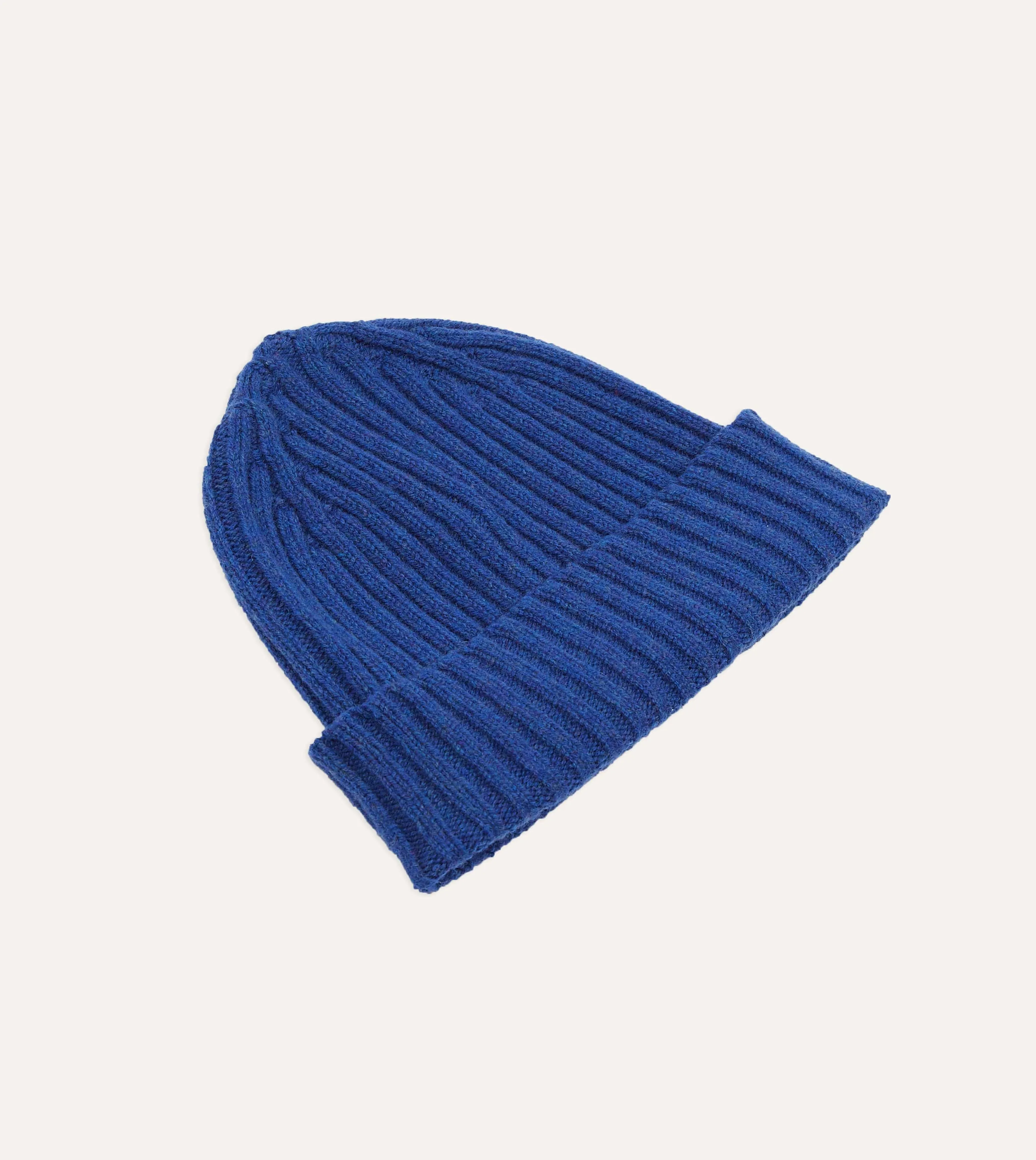Royal Blue Lambswool Ribbed Knit Cap sold by Drake's London product image thumbnail 4