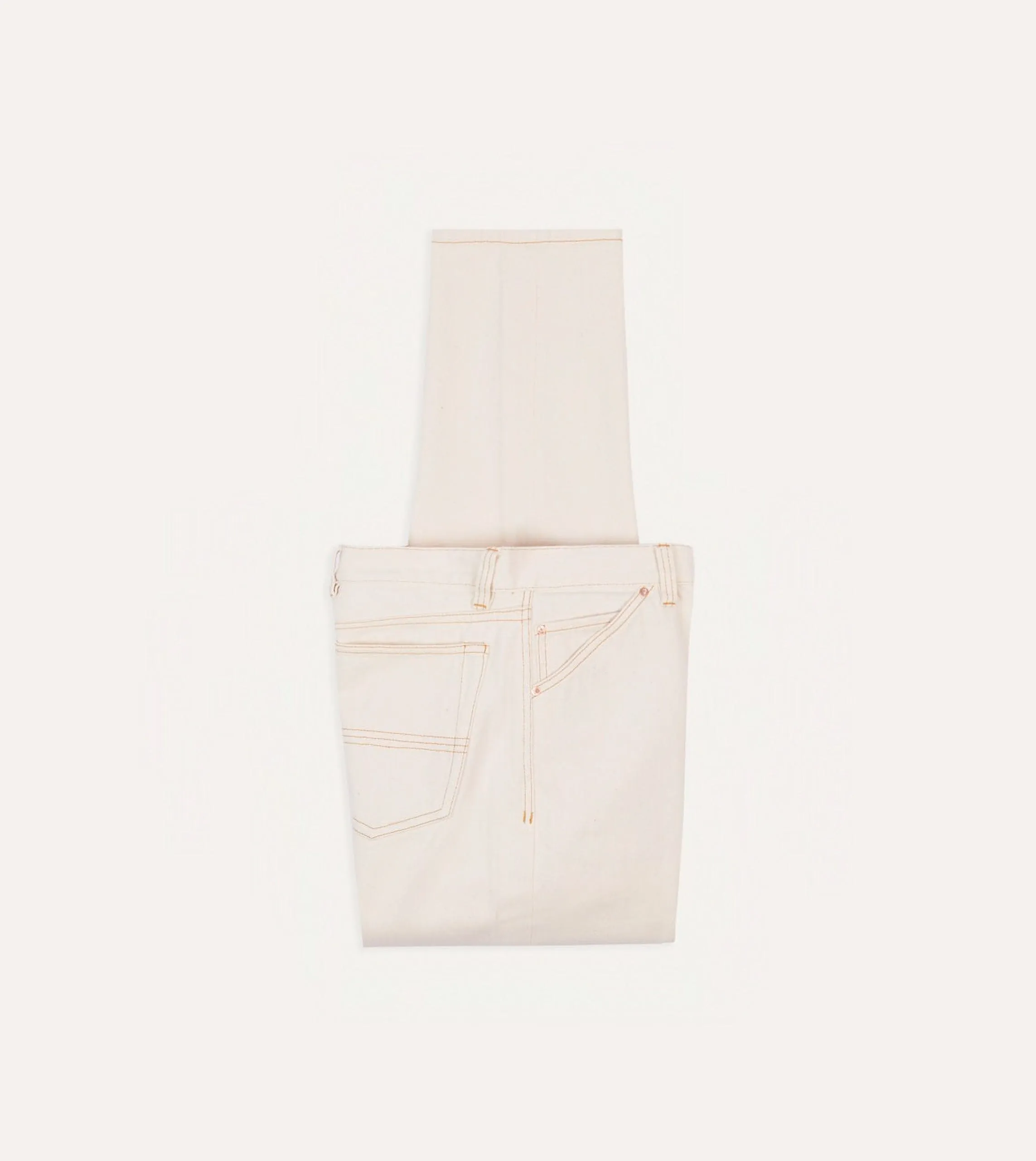 Ecru 12.7oz Selvedge Denim Contrast Stitch Five-Pocket Jeans sold by Drake's London