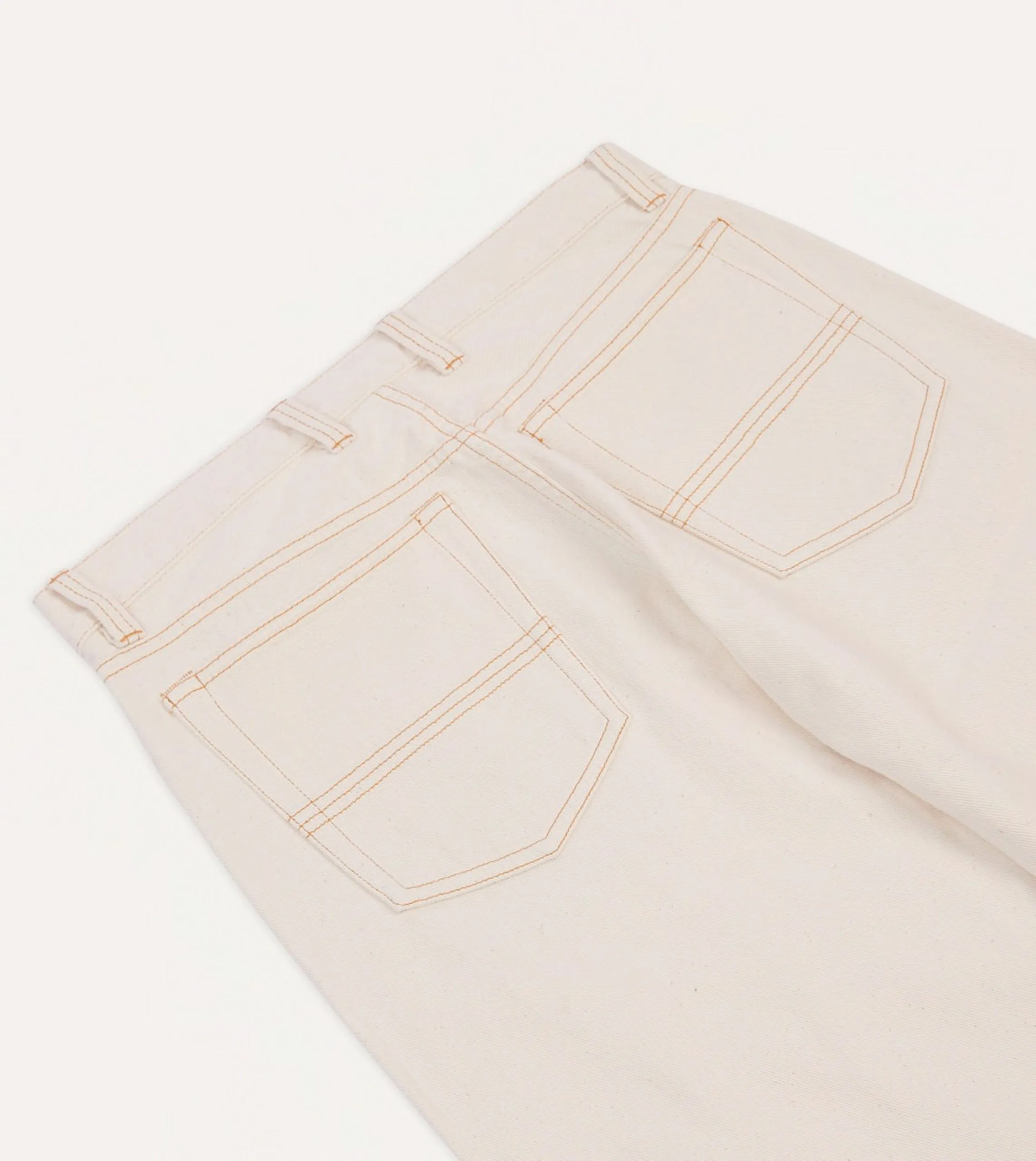 Ecru 12.7oz Selvedge Denim Contrast Stitch Five-Pocket Jeans sold by Drake's London product image thumbnail 5