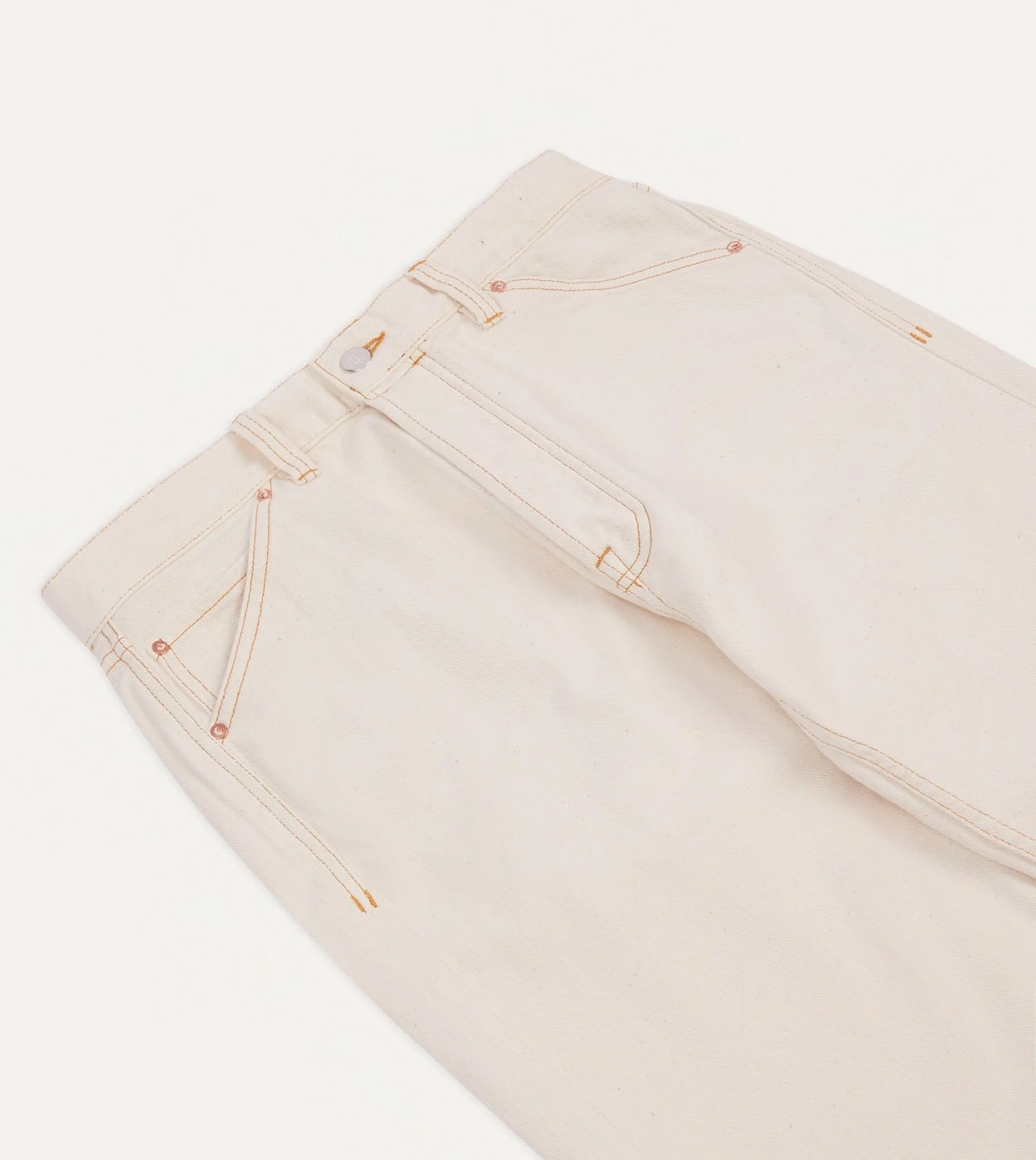 Ecru 12.7oz Selvedge Denim Contrast Stitch Five-Pocket Jeans sold by Drake's London product image thumbnail 4