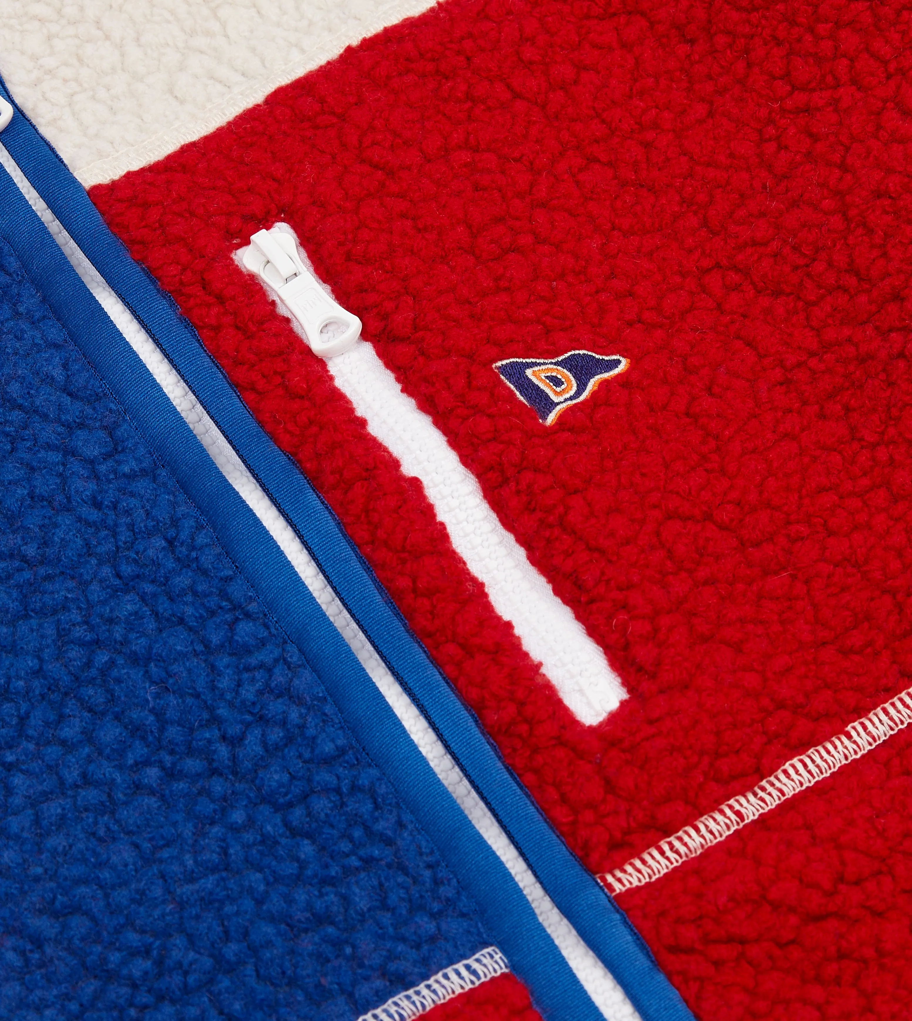 Ecru, Red and Blue Boucle Wool Zip Fleece Jacket sold by Drake's London product image thumbnail 5