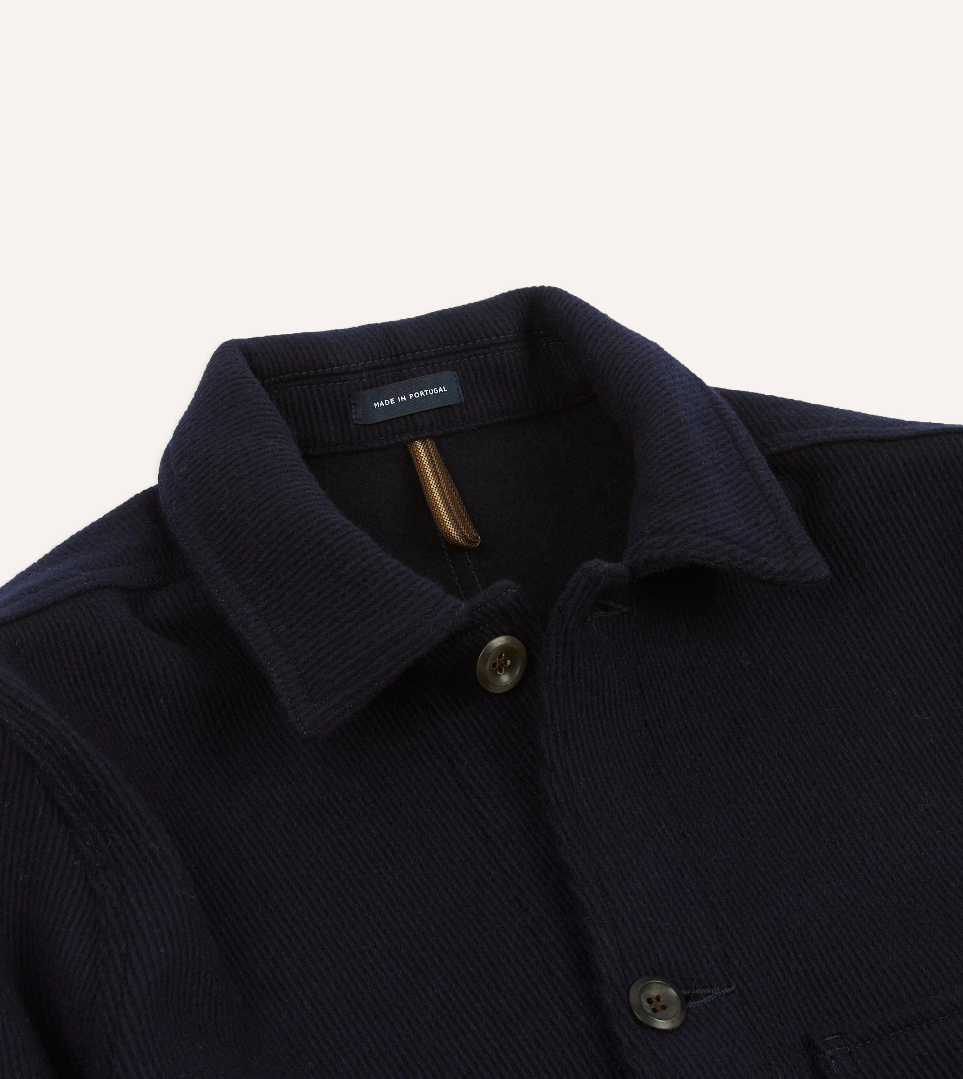 Navy Wool Five-Pocket Chore Jacket sold by Drake's London product image thumbnail 3