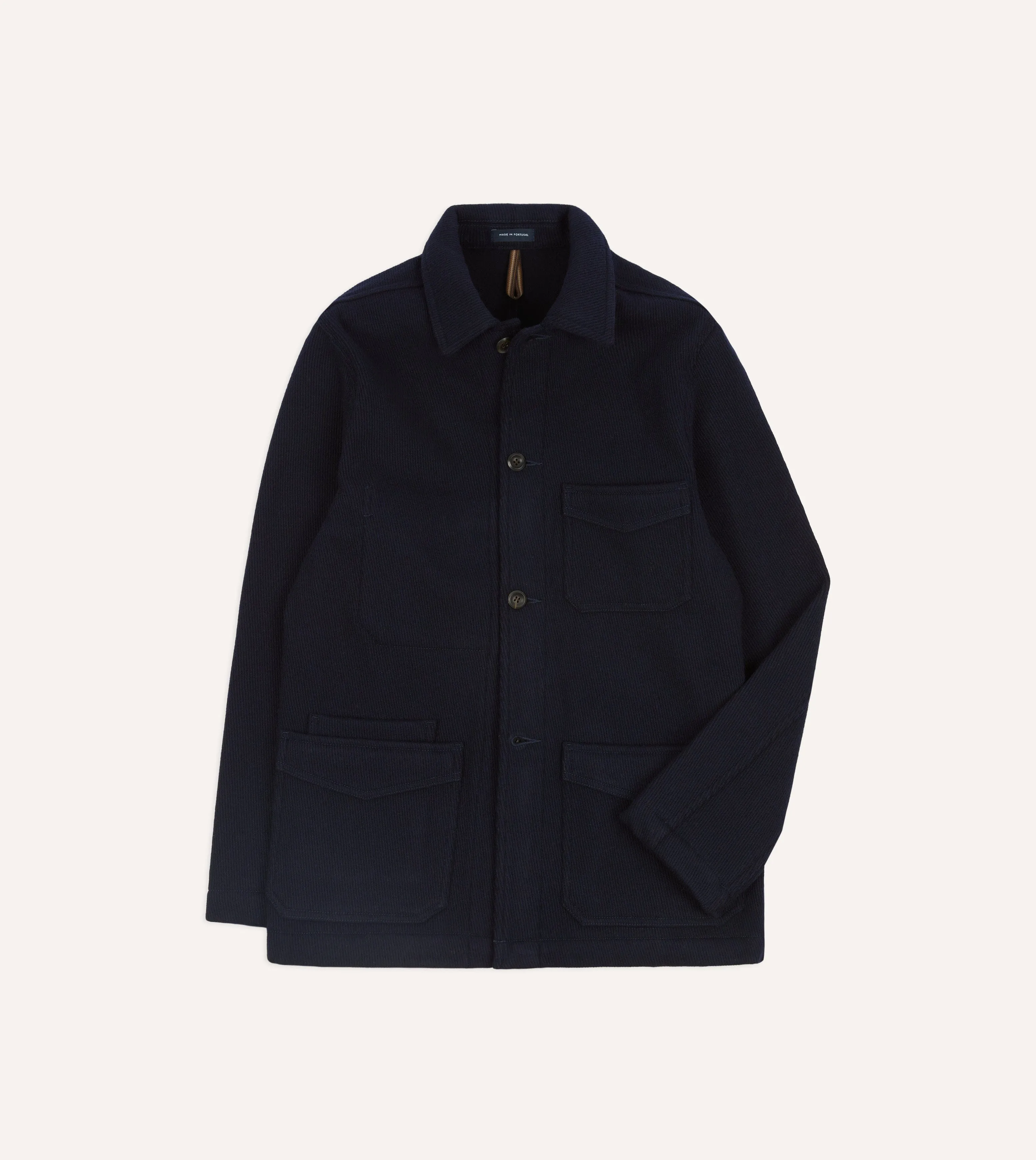Navy Wool Five-Pocket Chore Jacket sold by Drake's London