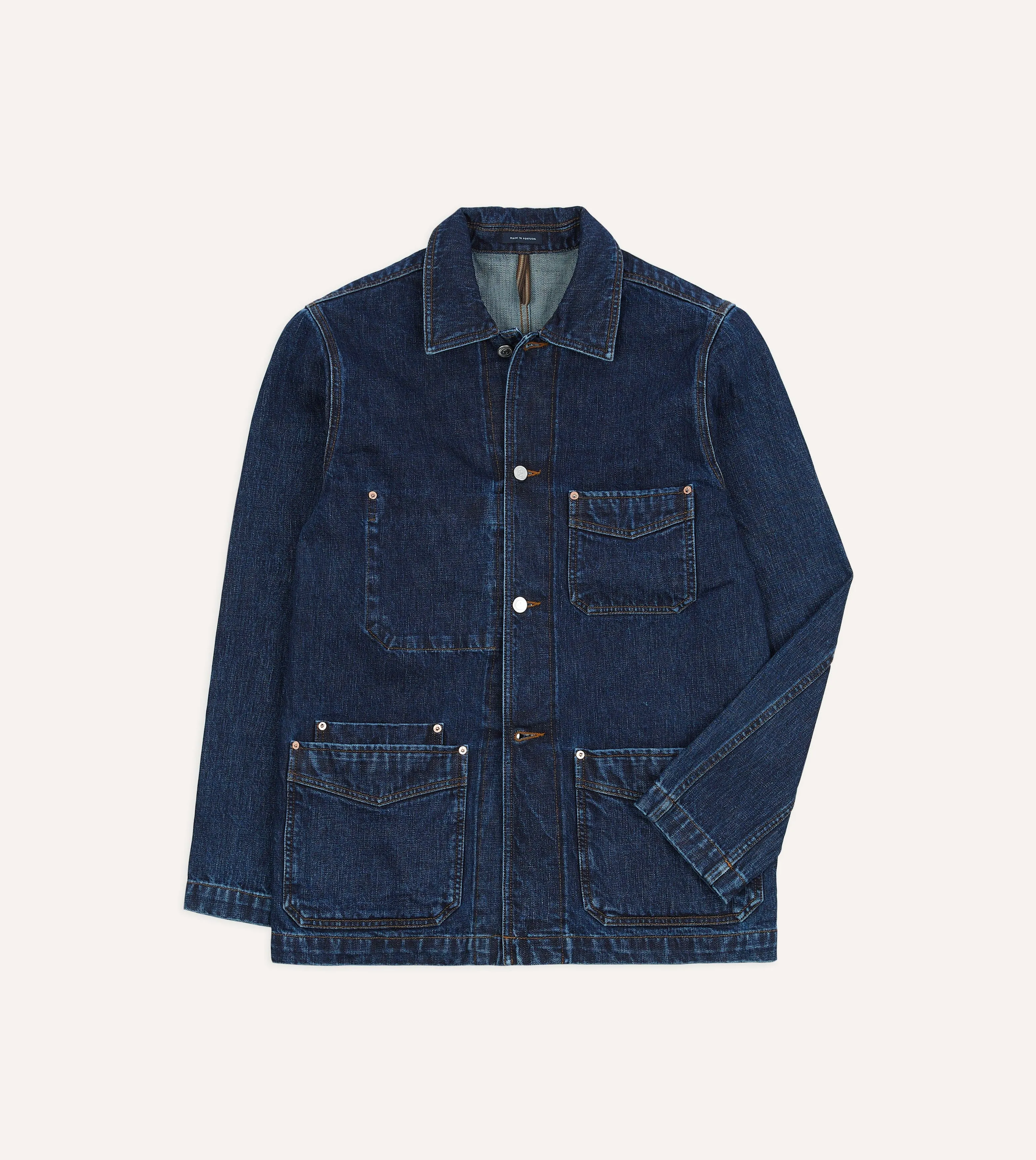 Stone Wash Selvedge Denim Five-Pocket Chore Jacket sold by Drake's London