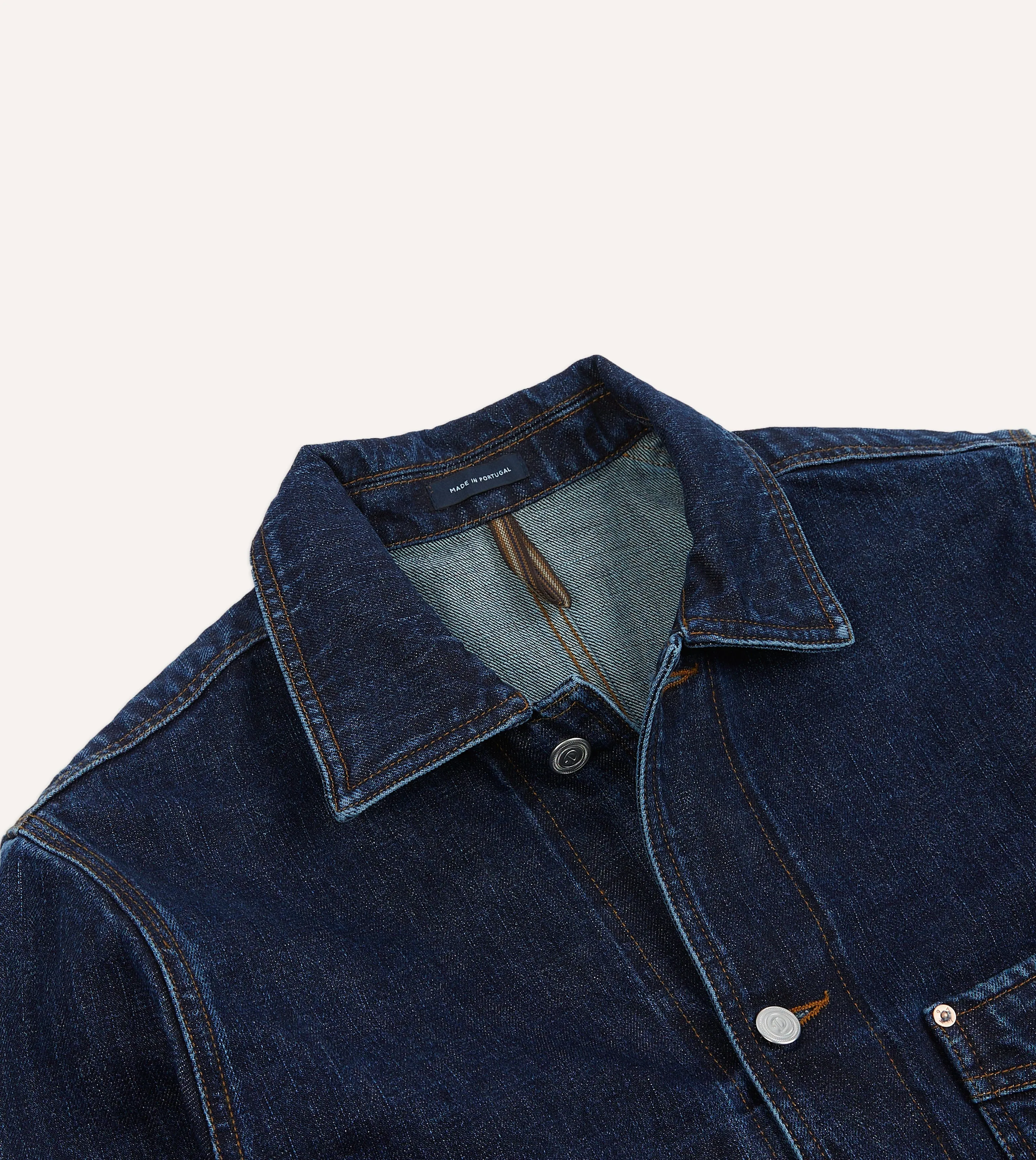 Stone Wash Selvedge Denim Five-Pocket Chore Jacket sold by Drake's London product image thumbnail 3