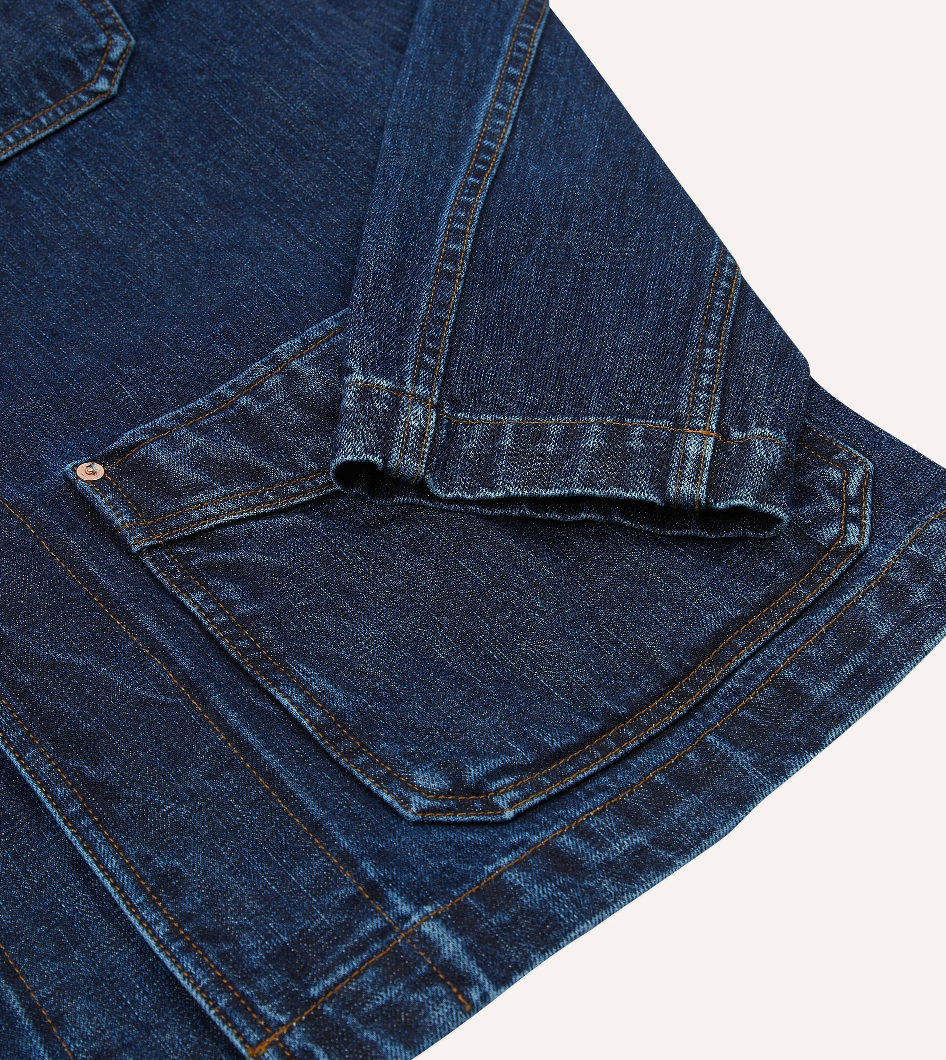 Stone Wash Selvedge Denim Five-Pocket Chore Jacket sold by Drake's London product image thumbnail 5