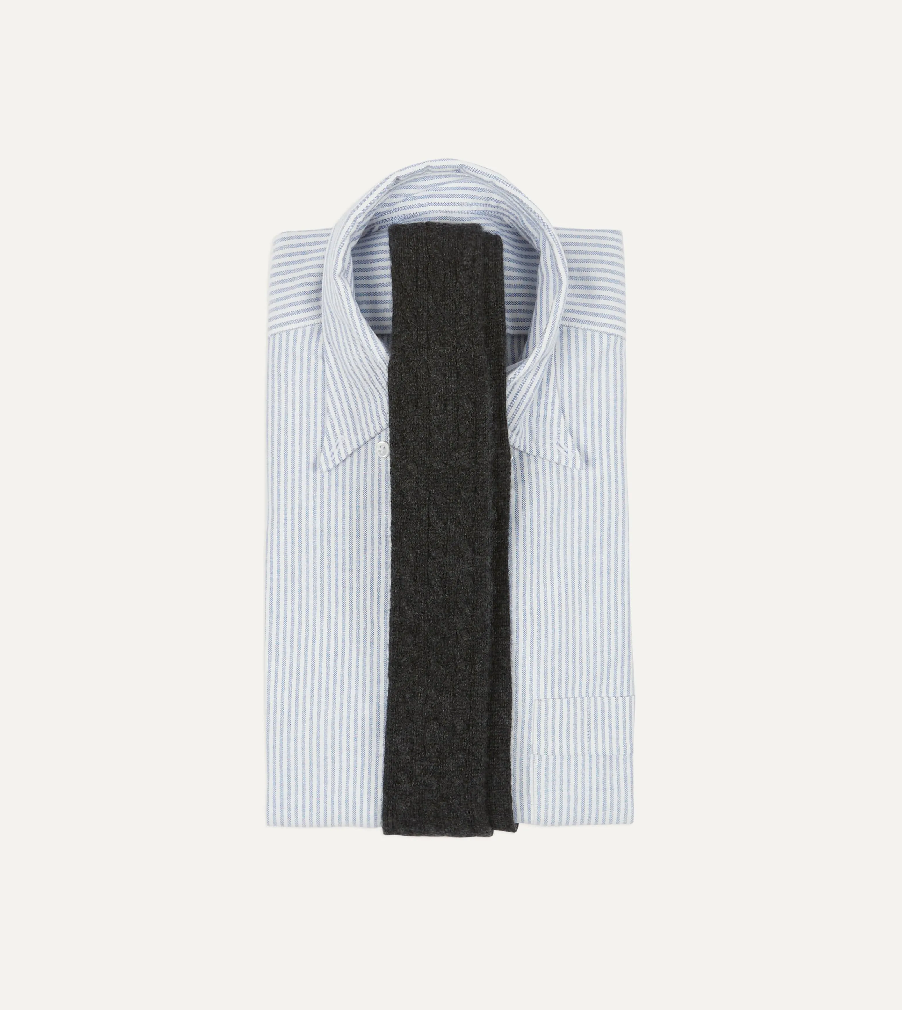 Grey Cashmere Cable Knitted Tie sold by Drake's London product image thumbnail 2
