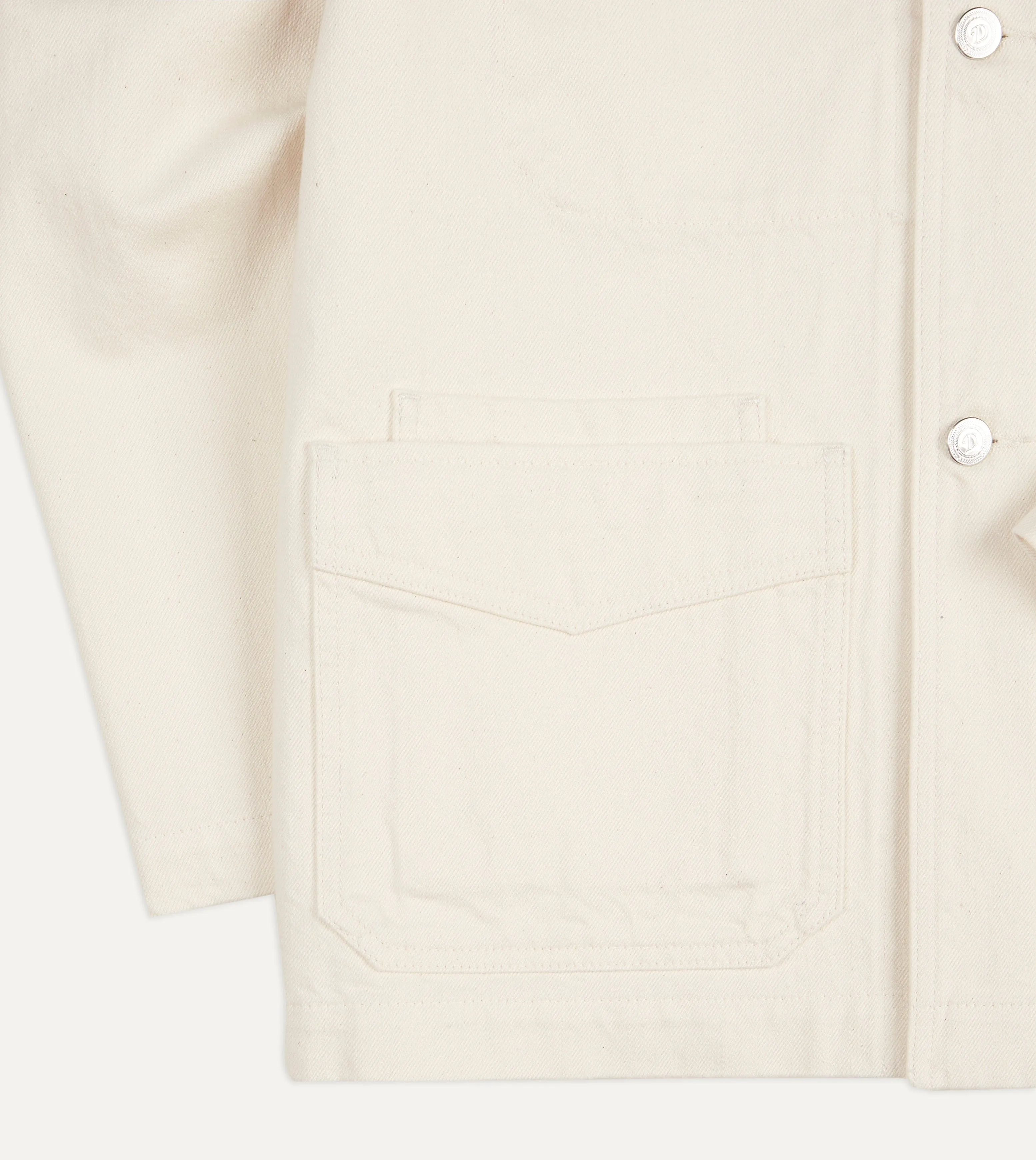 Ecru Selvedge Denim Five-Pocket Chore Jacket sold by Drake's London product image thumbnail 5