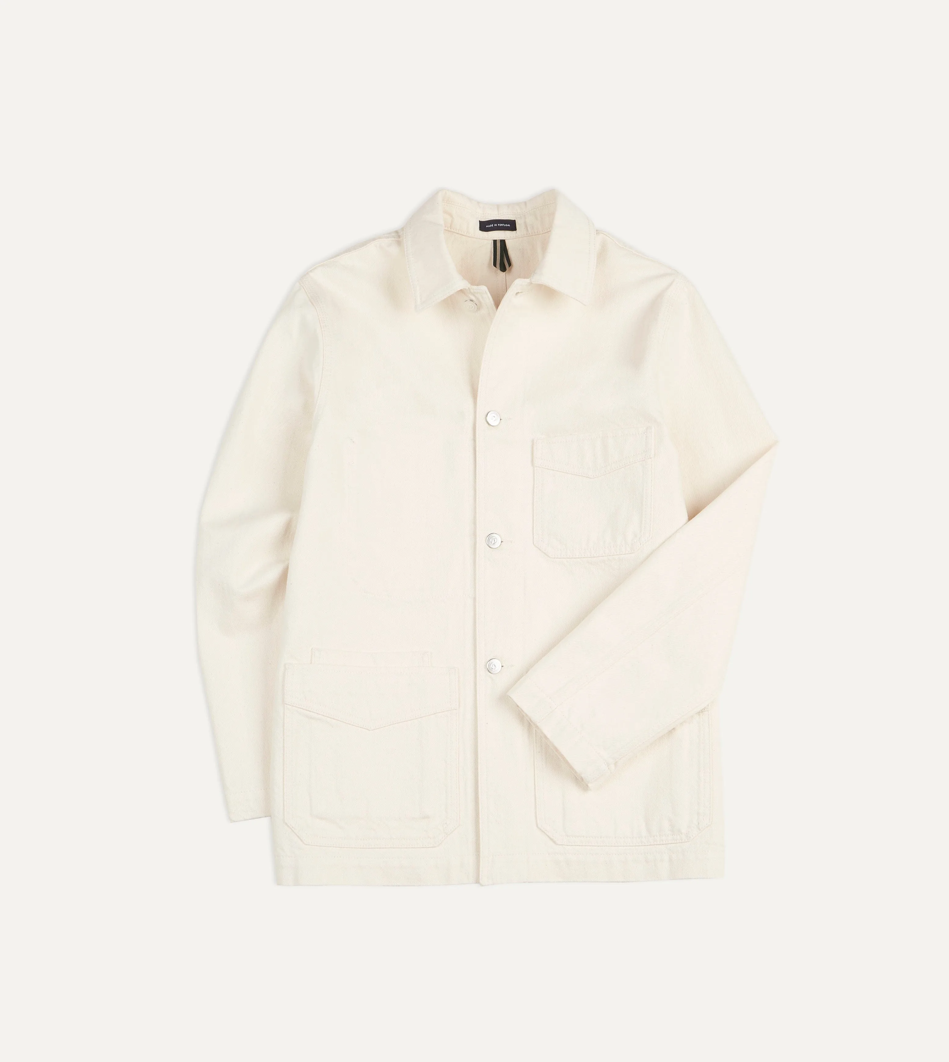 Ecru Selvedge Denim Five-Pocket Chore Jacket sold by Drake's London