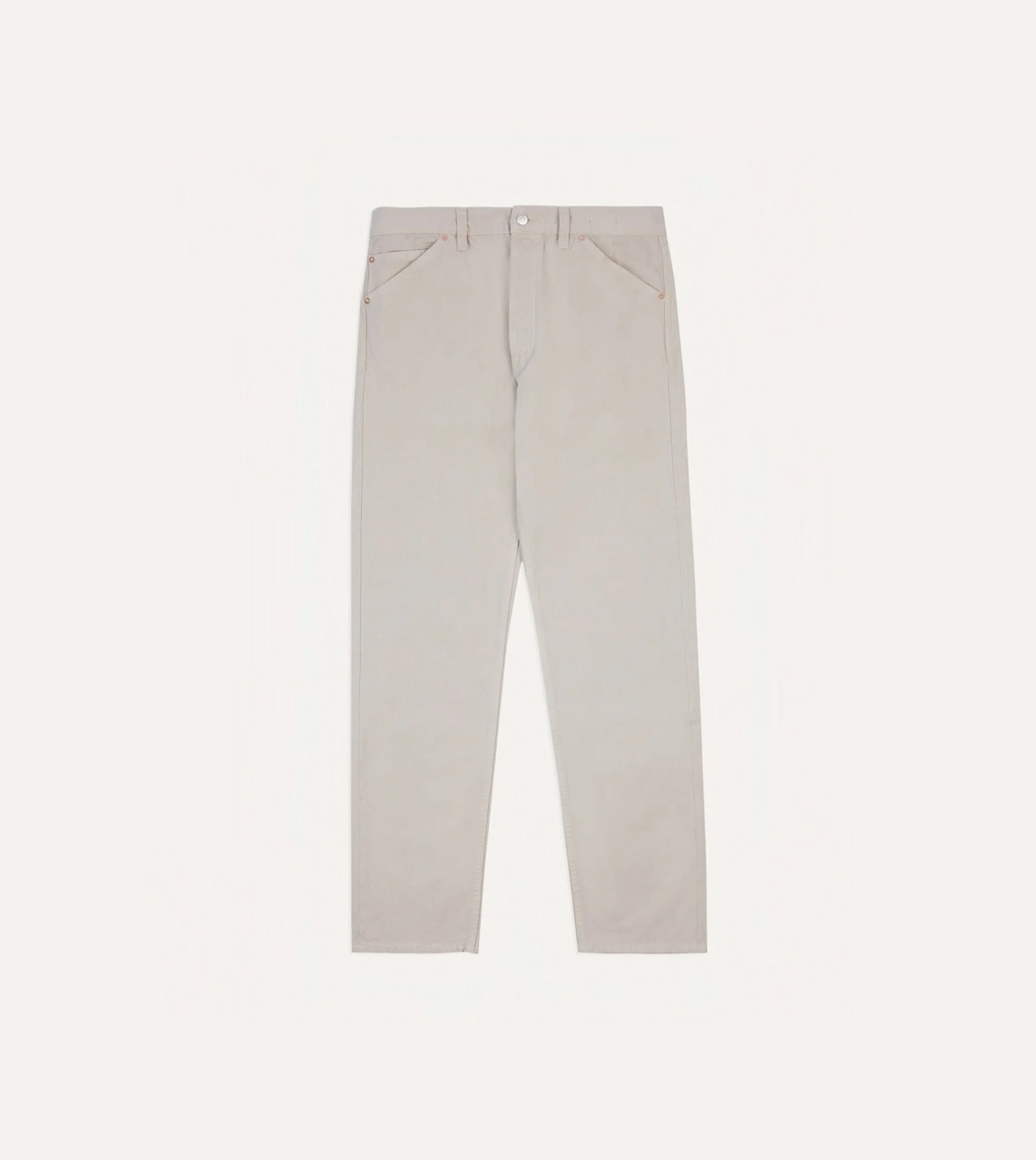 Ecru Lightweight Cotton Canvas Five-Pocket Jeans sold by Drake's London product image thumbnail 3