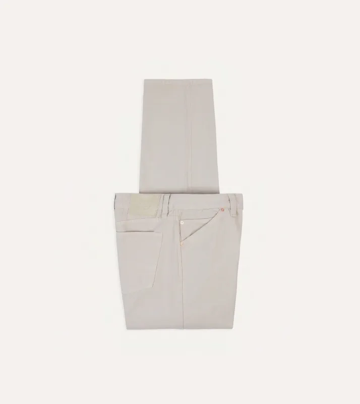 Ecru Lightweight Cotton Canvas Five-Pocket Jeans sold by Drake's London