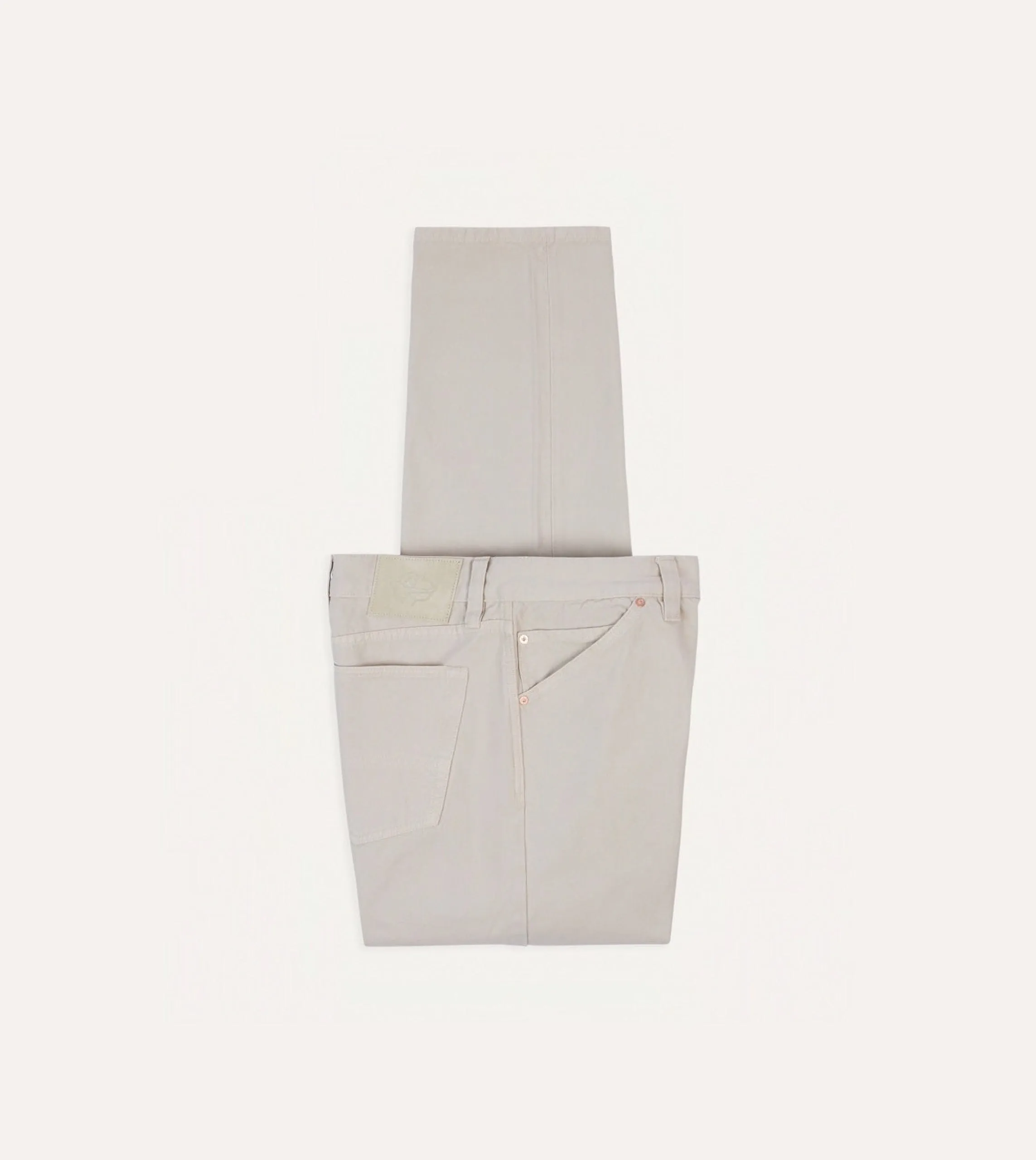 Ecru Lightweight Cotton Canvas Five-Pocket Jeans sold by Drake's London