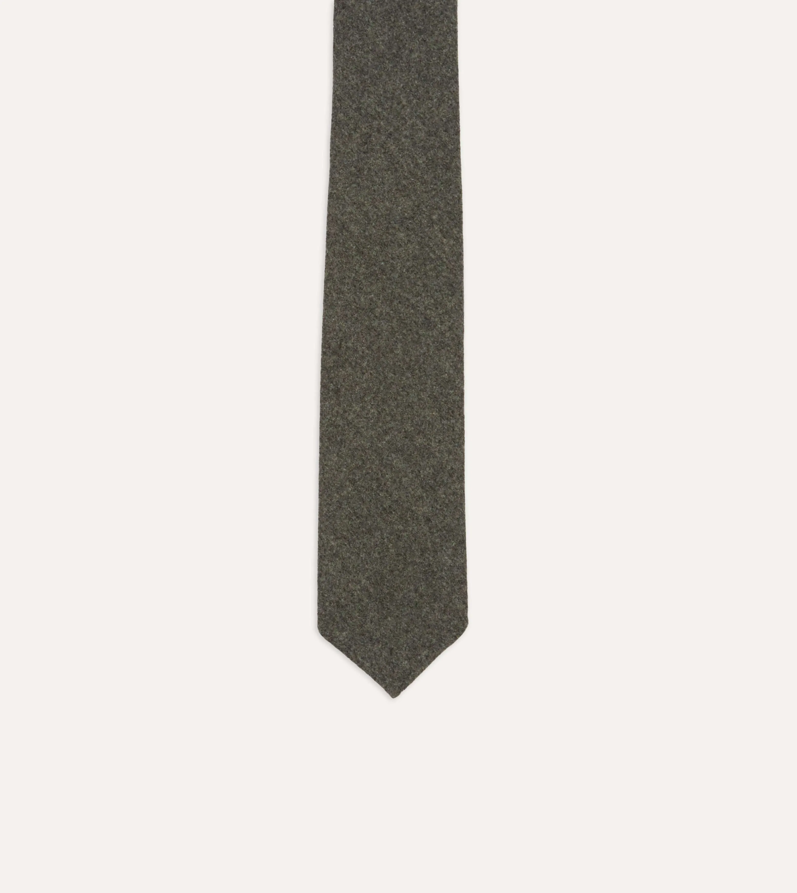 Grey Brushed Solid Hand Rolled Wool Tie sold by Drake's London product image thumbnail 3