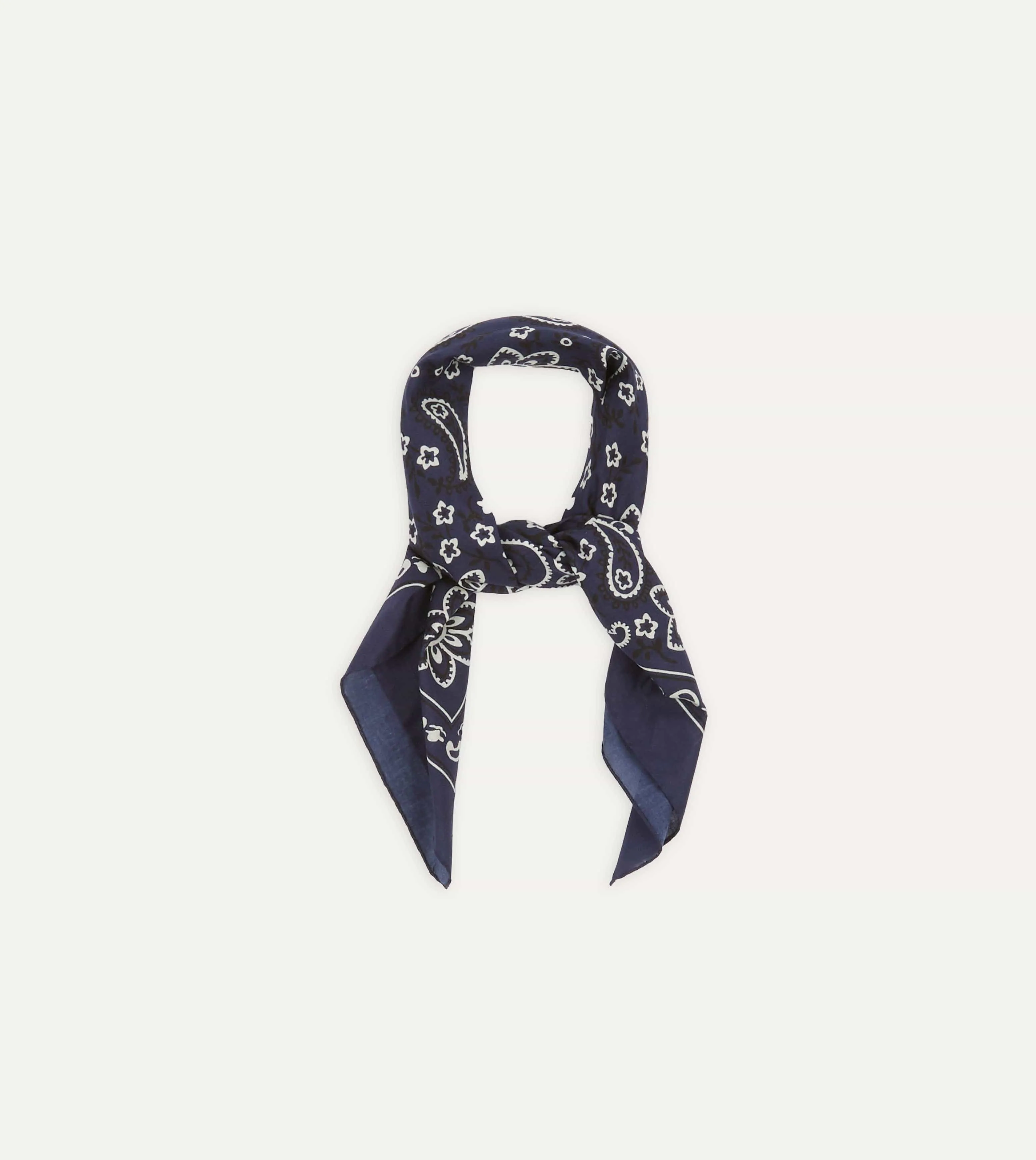 Navy Paisley Print Cotton Bandana sold by Drake's London product image thumbnail 3