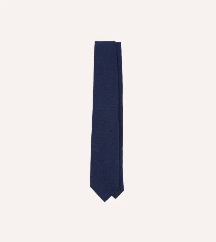 Indigo Pure Cashmere Solid Tipped Tie sold by Drake's London