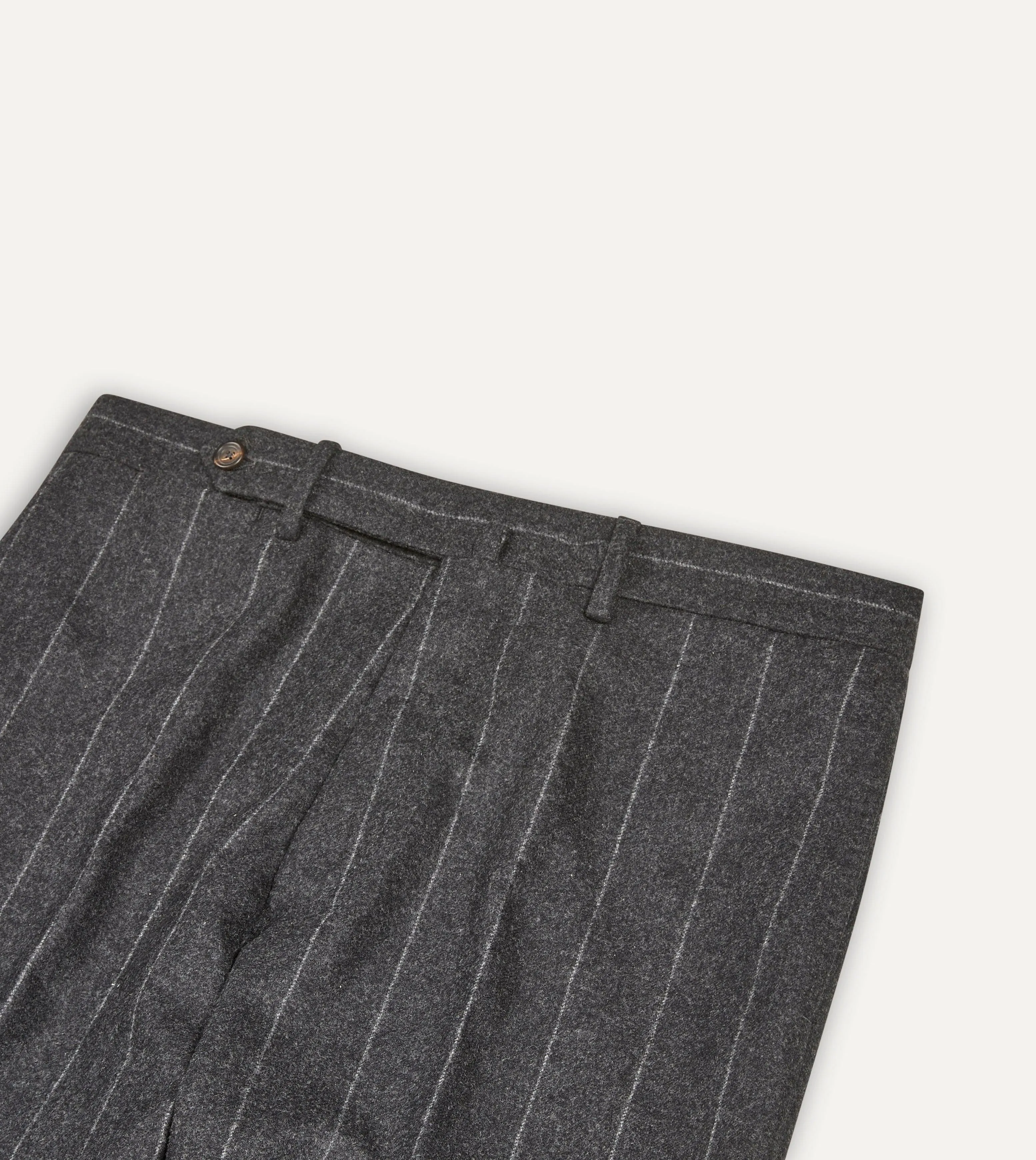 Grey Chalkstripe Wool Flannel Flat Front Trouser sold by Drake's London product image thumbnail 3