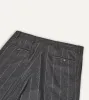 Grey Chalkstripe Wool Flannel Flat Front Trouser sold by Drake's London