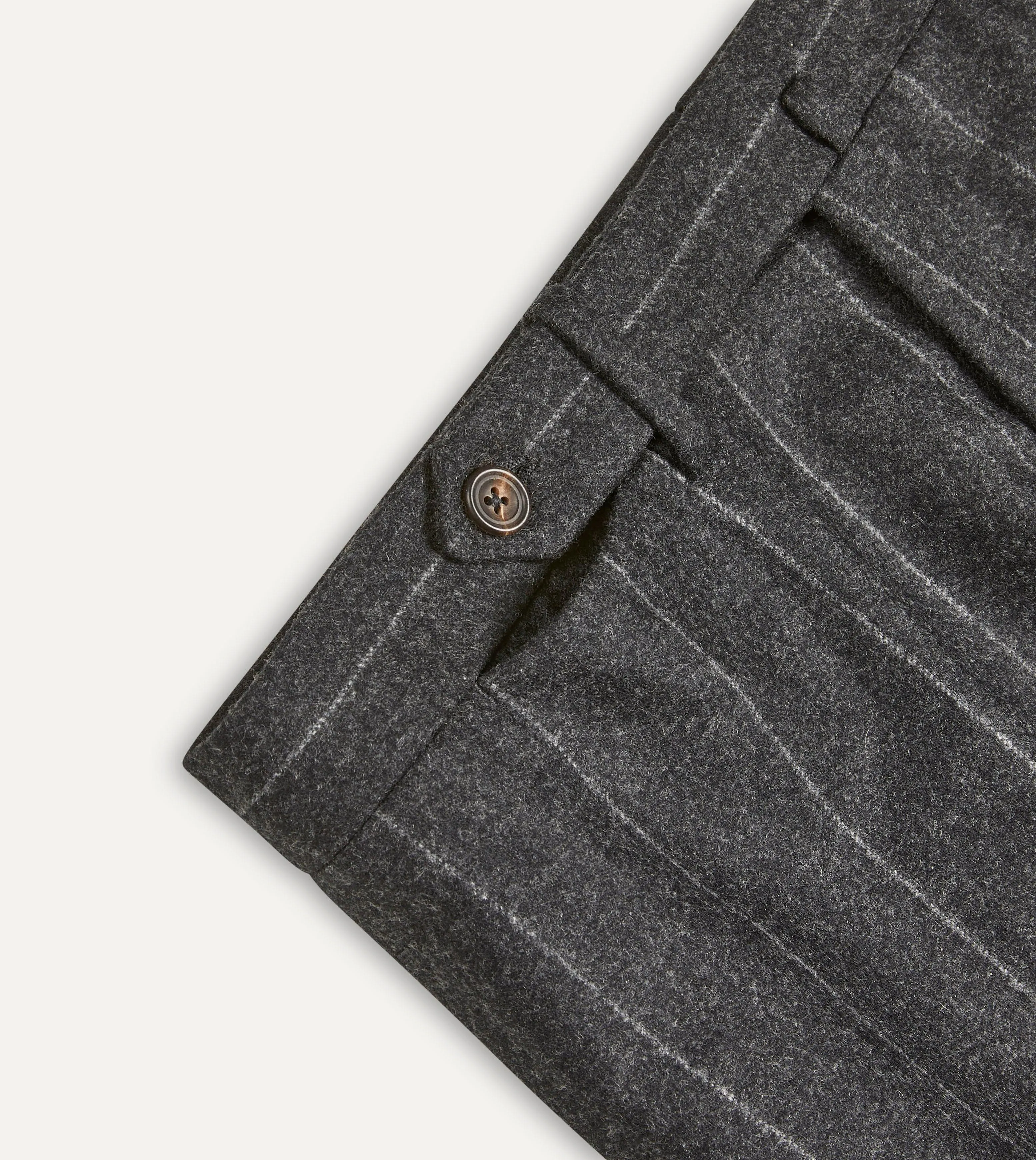 Grey Chalkstripe Wool Flannel Flat Front Trouser sold by Drake's London product image thumbnail 4