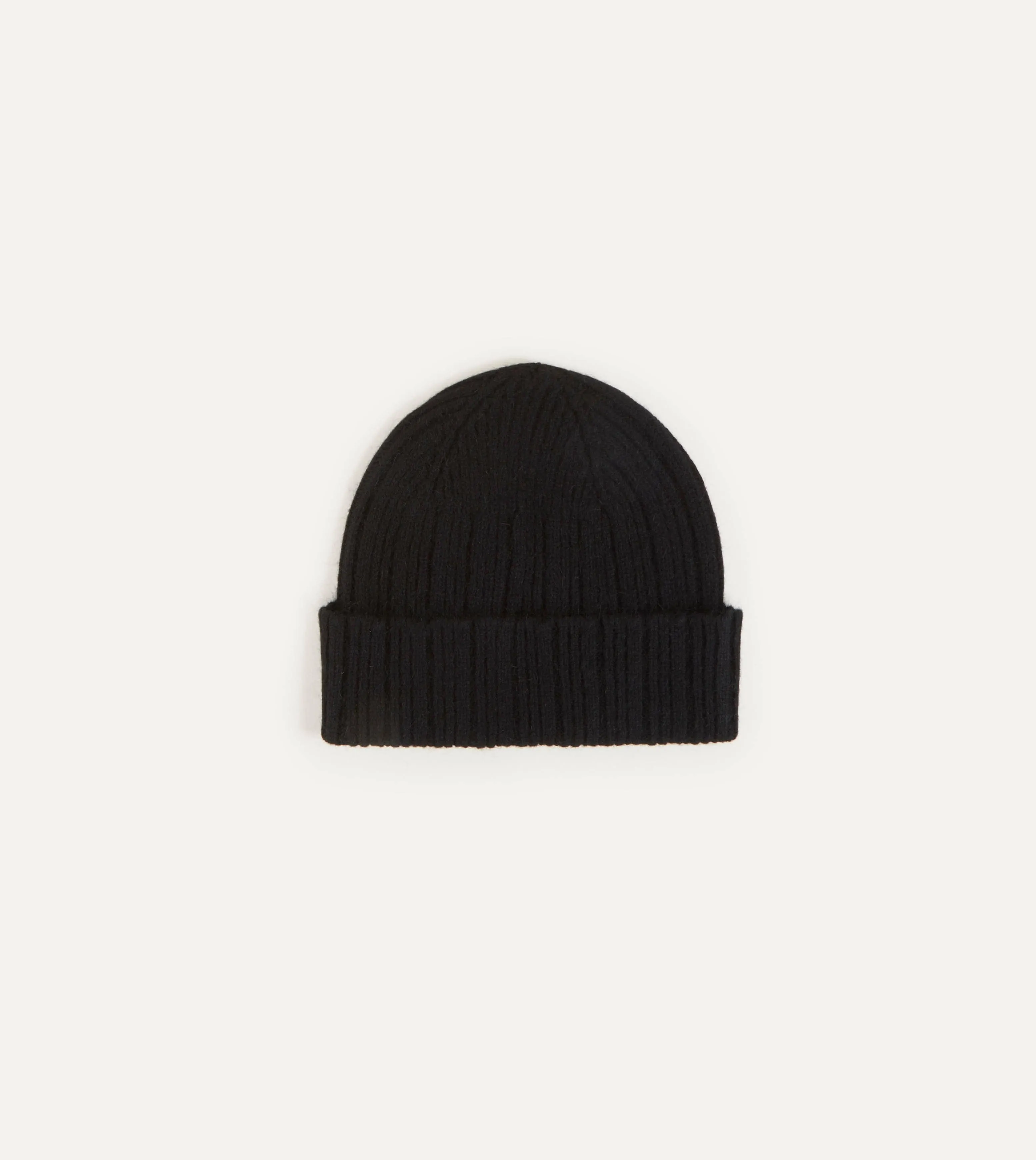 Black Angora Lambswool Ribbed Knit Cap sold by Drake's London
