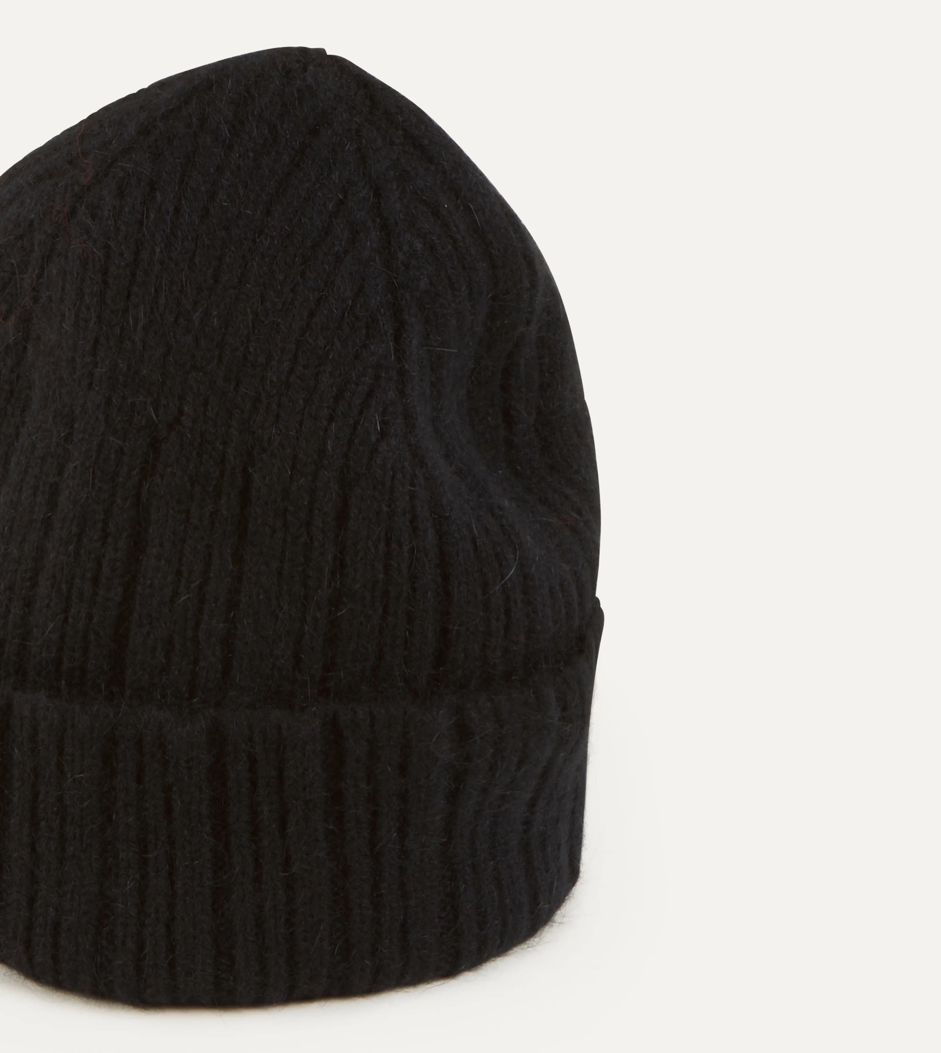 Black Angora Lambswool Ribbed Knit Cap sold by Drake's London product image thumbnail 4
