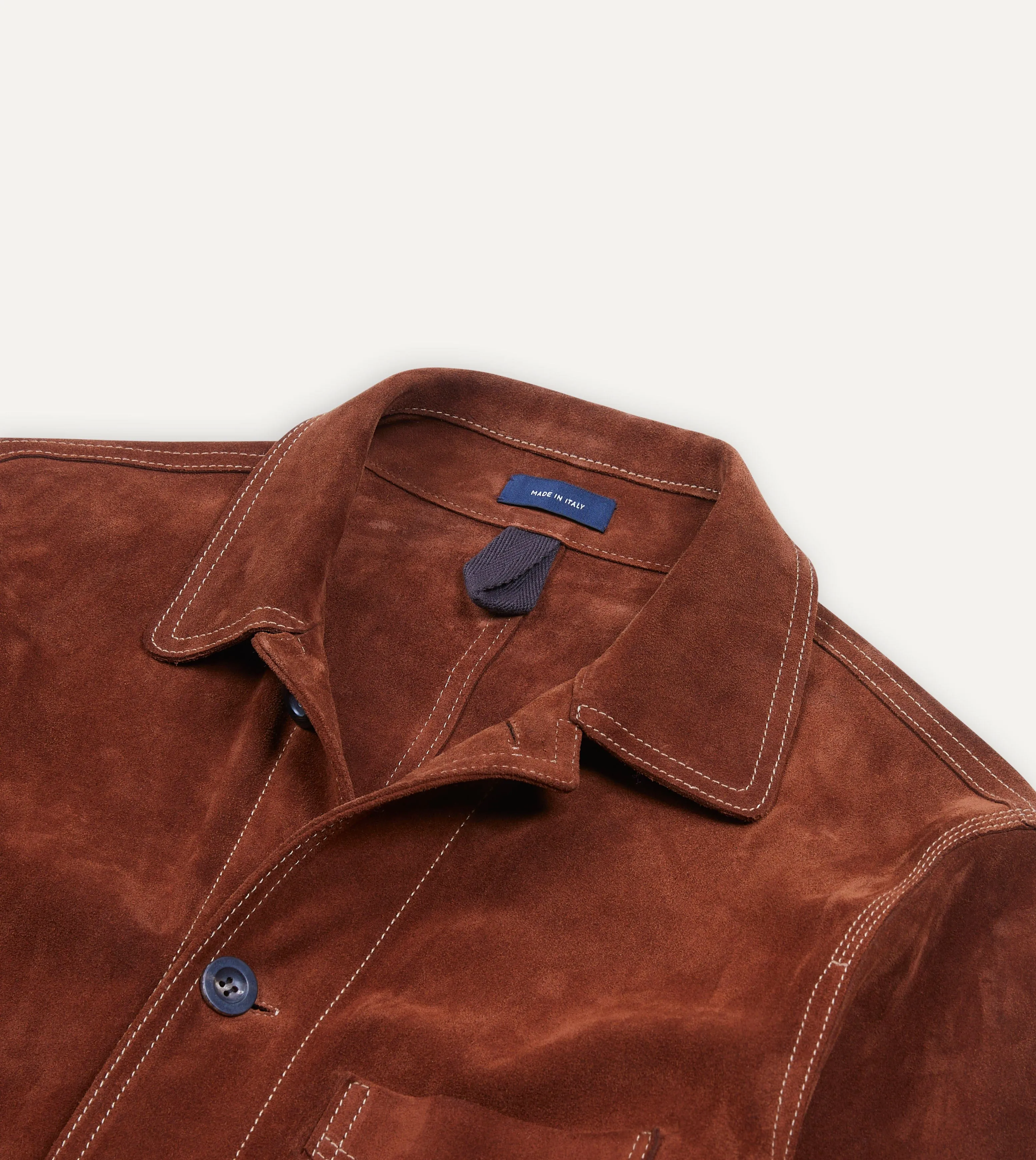 Rust Heavyweight Suede Five-Pocket Chore Jacket sold by Drake's London product image thumbnail 3