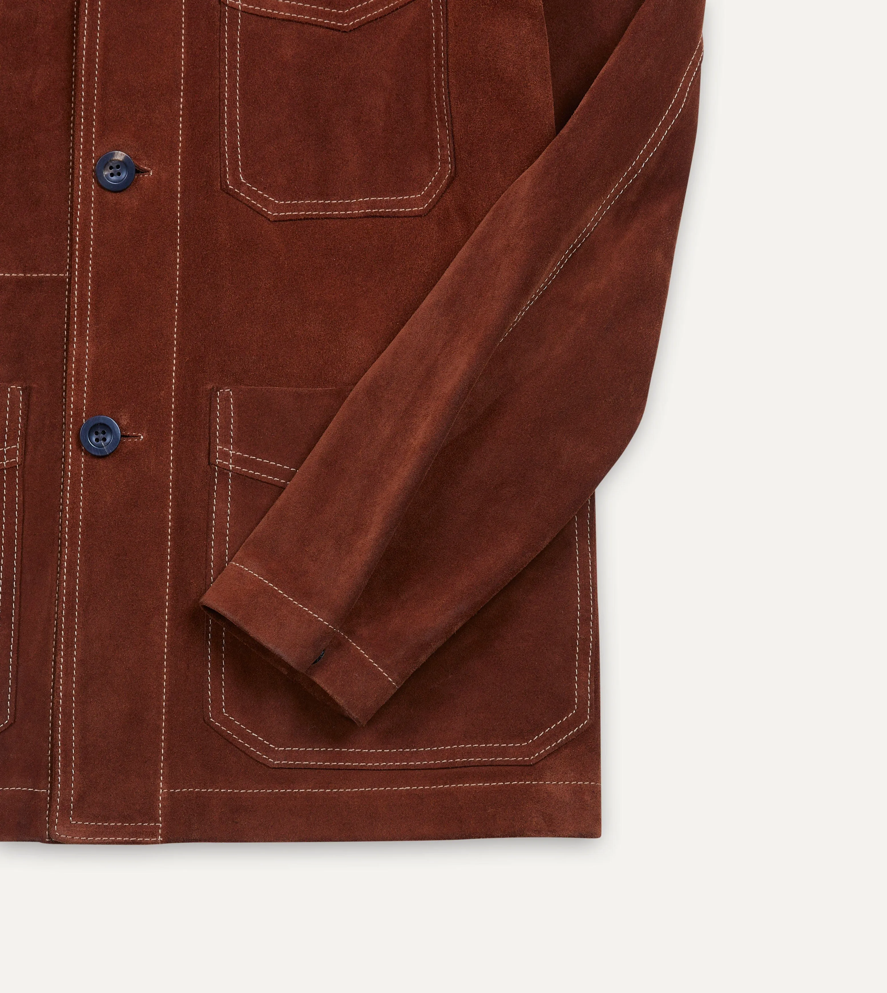 Rust Heavyweight Suede Five-Pocket Chore Jacket sold by Drake's London product image thumbnail 4