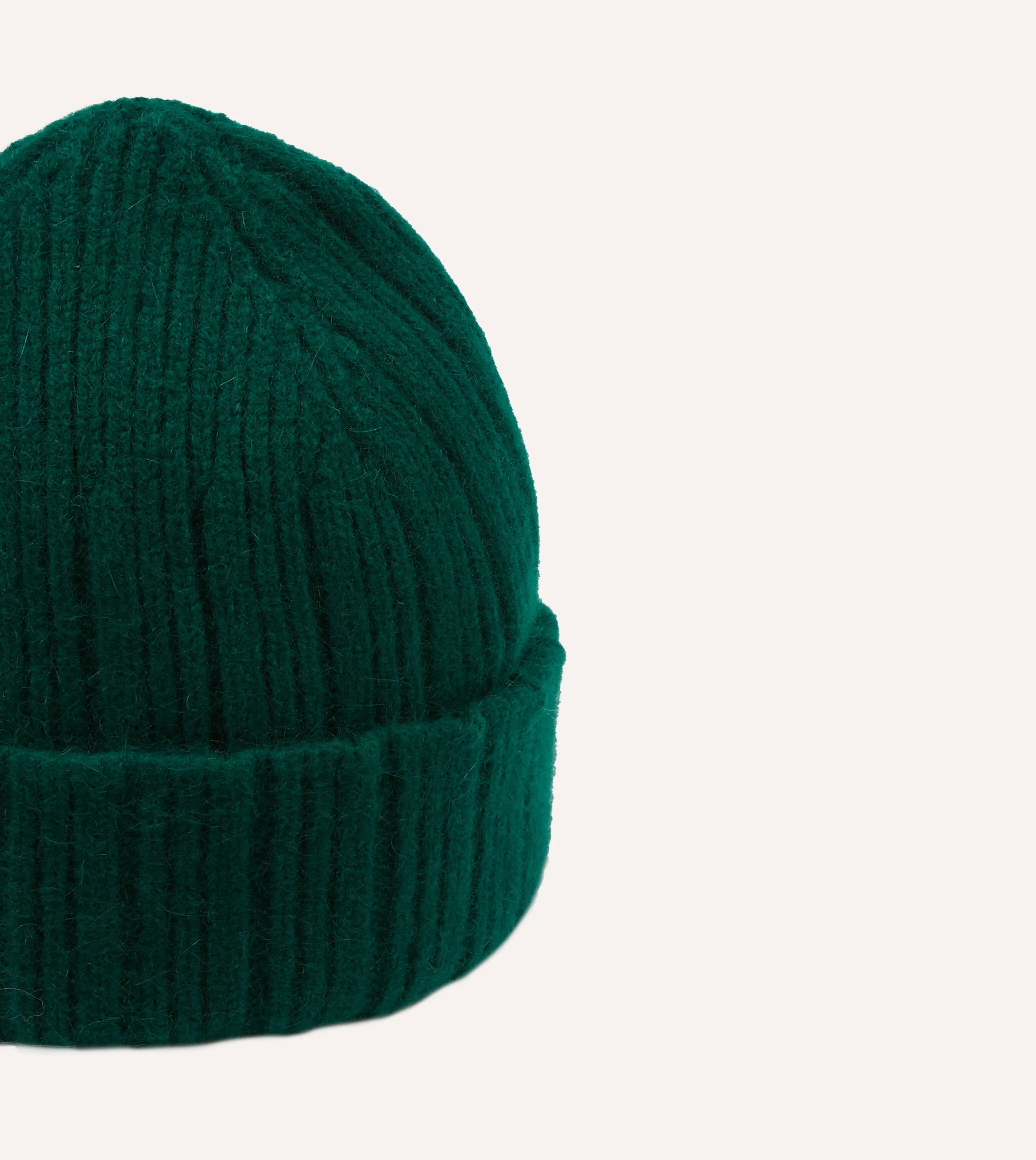 Forest Green Angora Lambswool Ribbed Knit Cap sold by Drake's London product image thumbnail 3