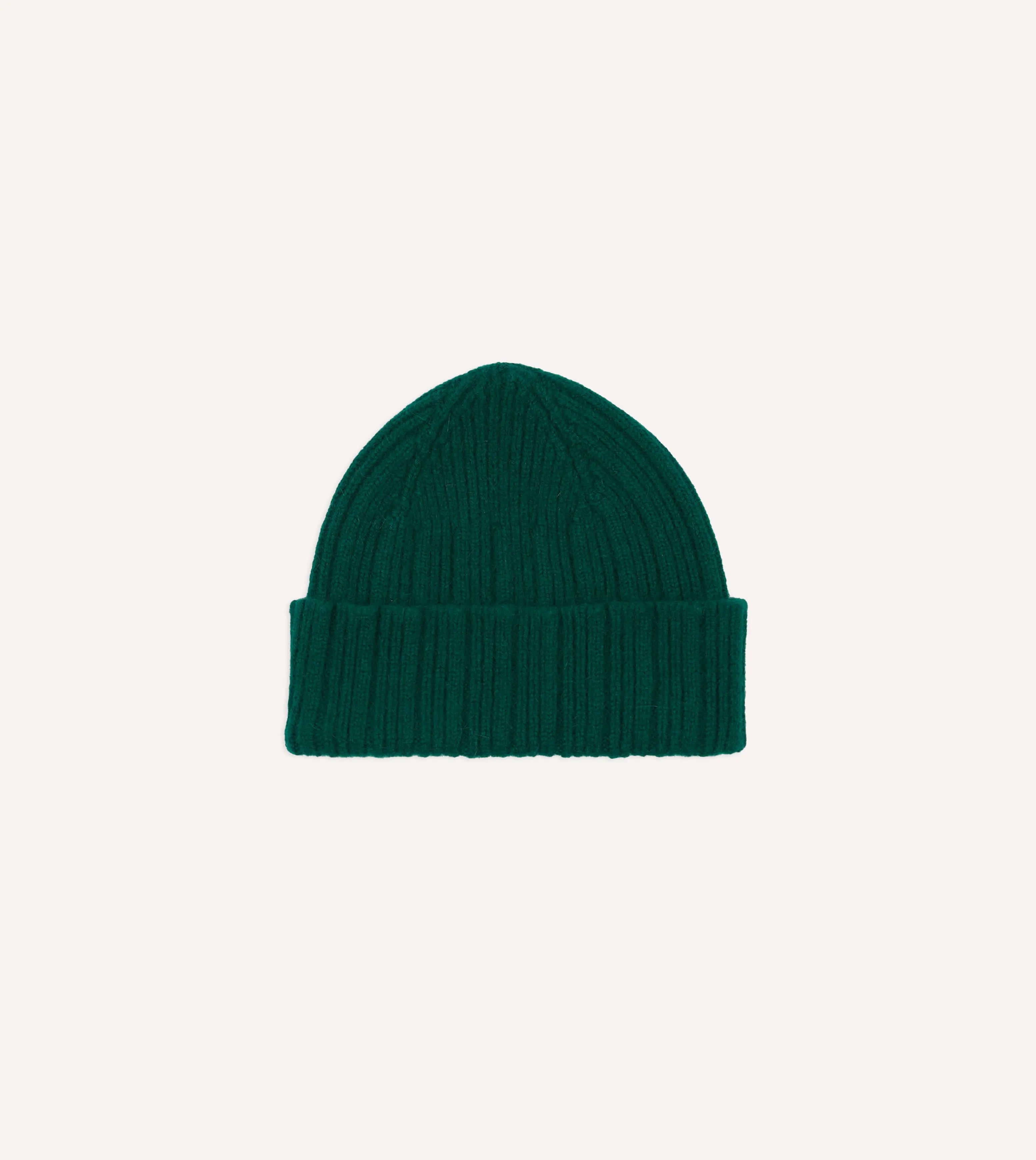 Forest Green Angora Lambswool Ribbed Knit Cap sold by Drake's London