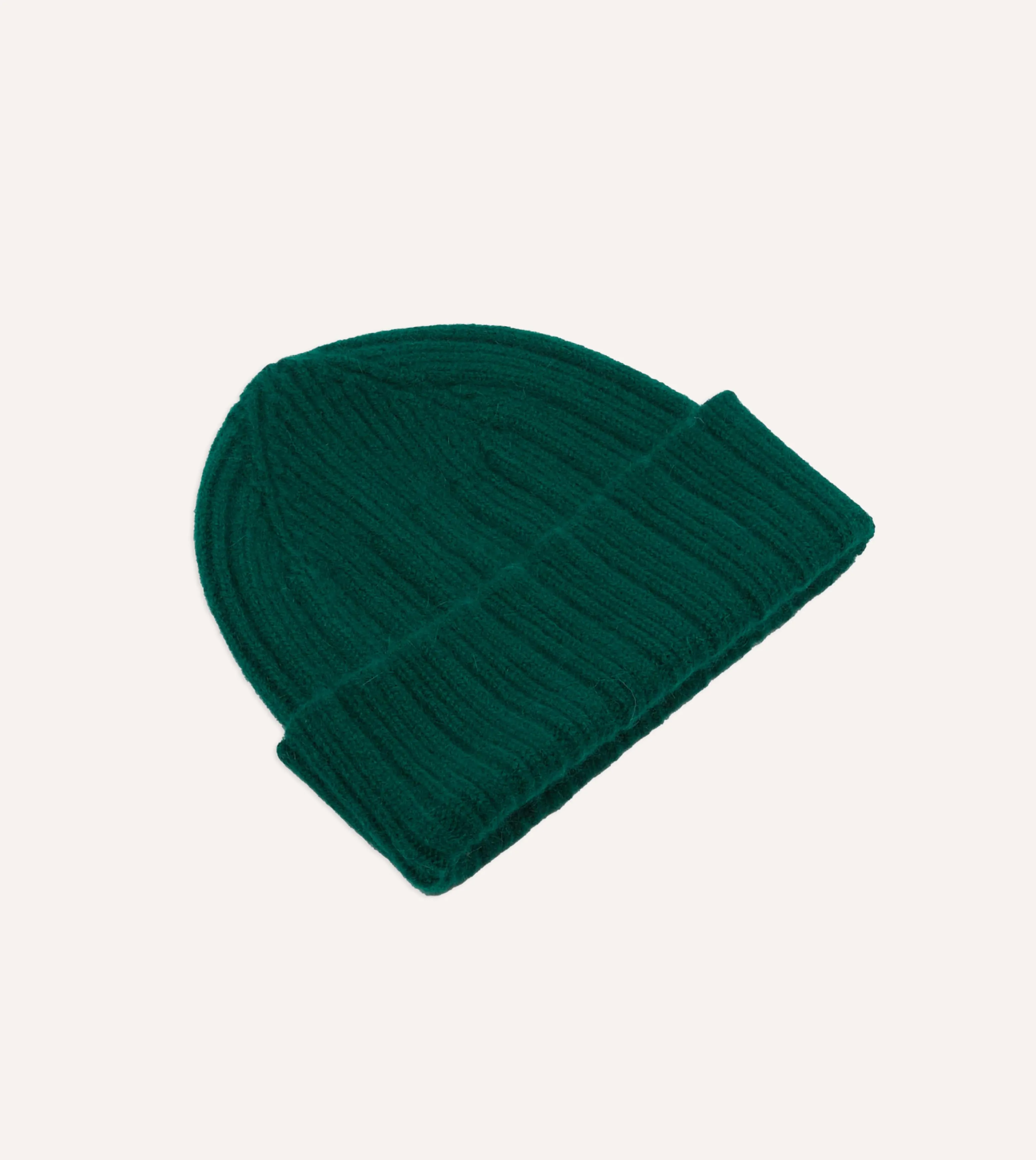Forest Green Angora Lambswool Ribbed Knit Cap sold by Drake's London product image thumbnail 4