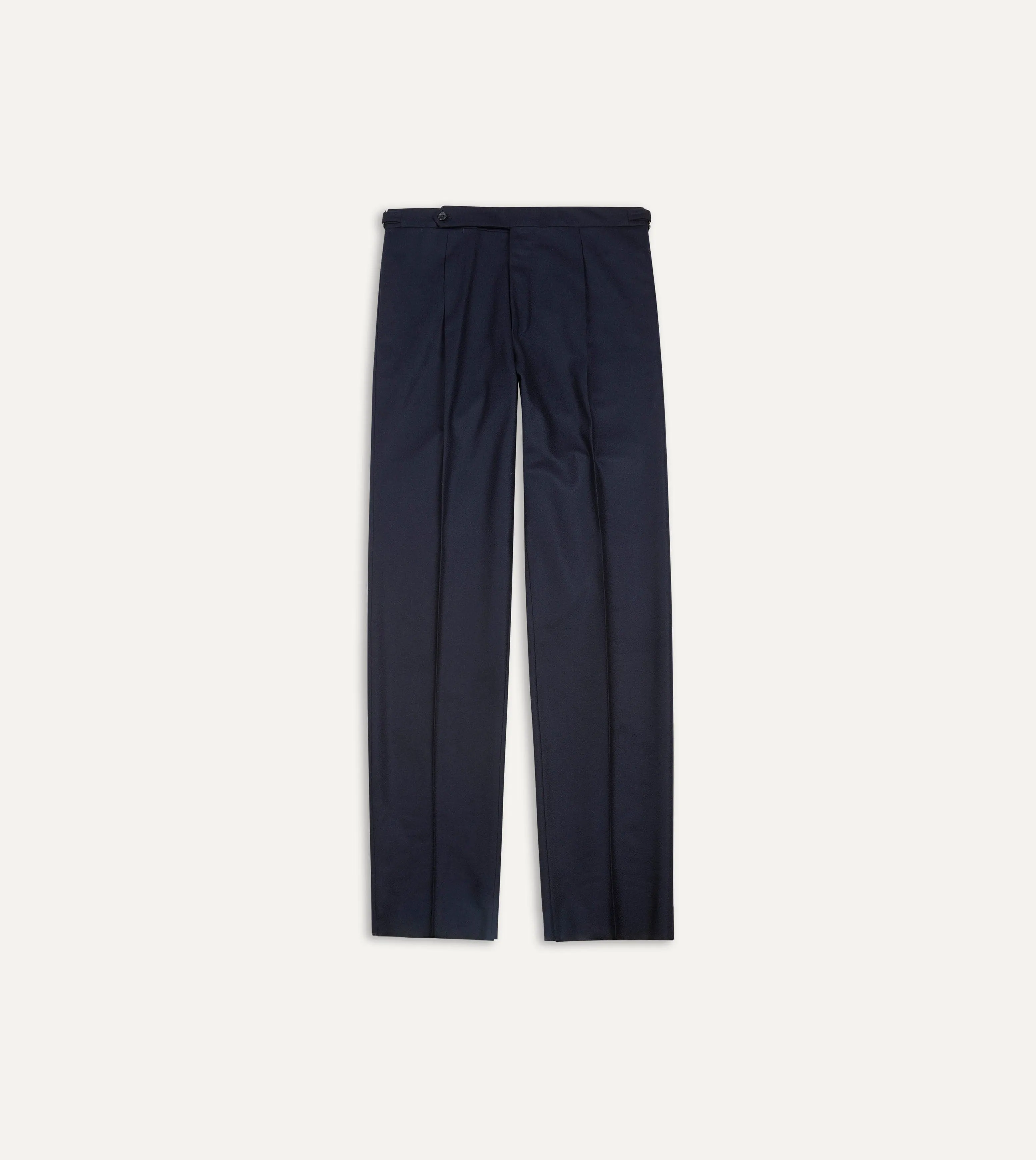 Navy Wool Flannel Single Pleat Trouser sold by Drake's London