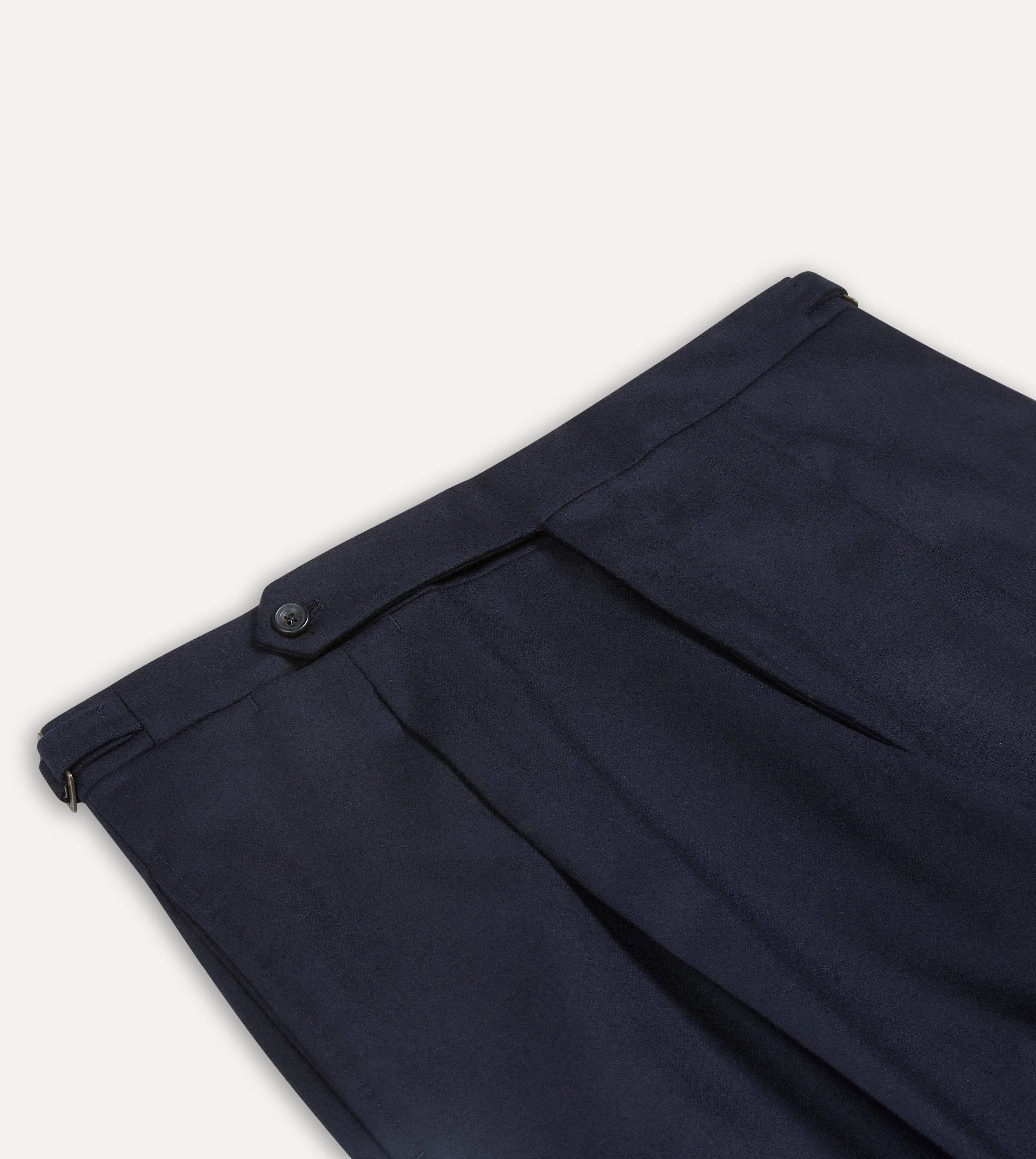 Navy Wool Flannel Single Pleat Trouser sold by Drake's London product image thumbnail 3