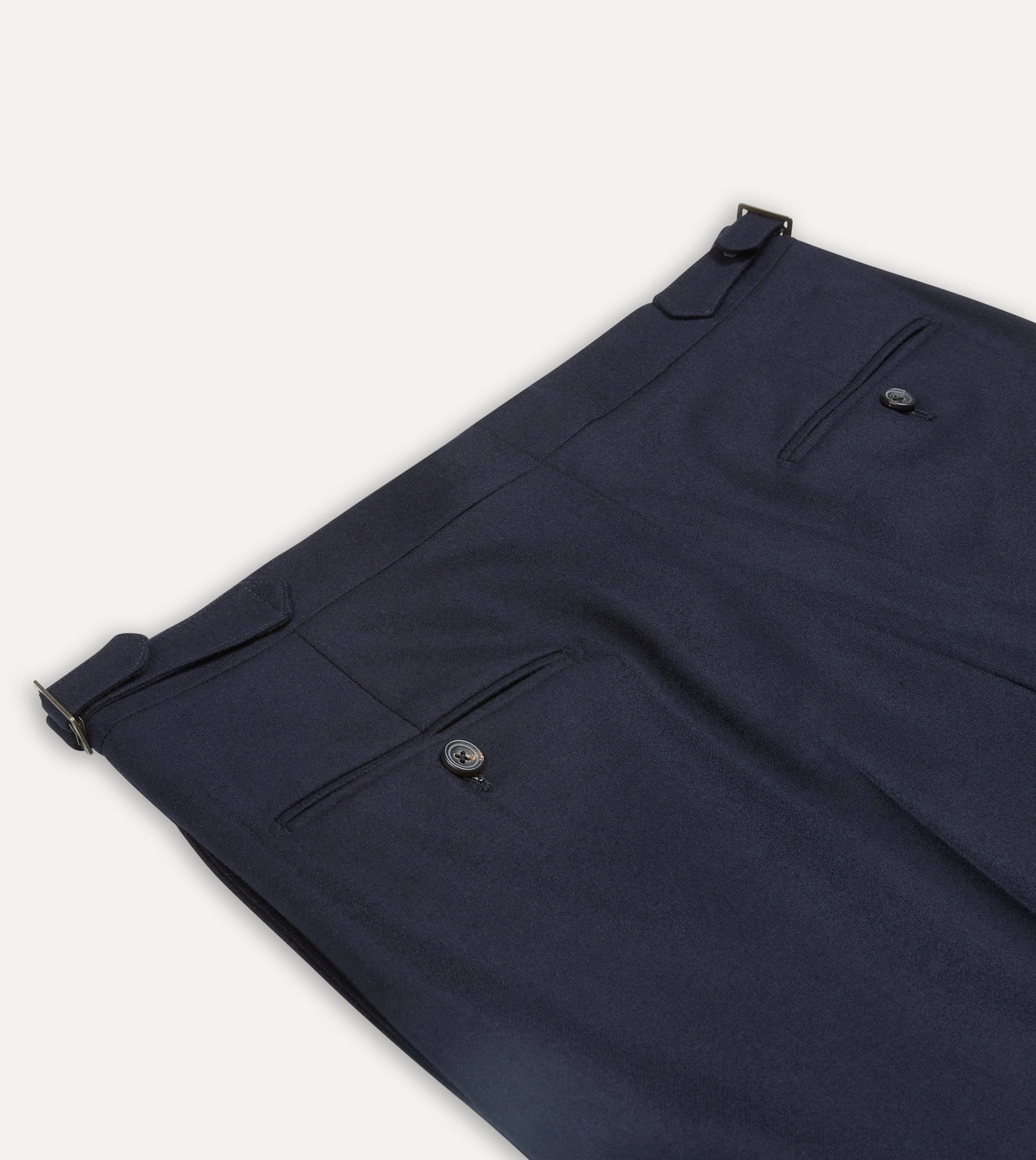 Navy Wool Flannel Single Pleat Trouser sold by Drake's London product image thumbnail 4