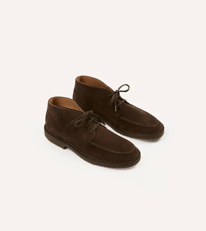 Crosby Moc-Toe Chukka Boot Brown Suede sold by Drake's London
