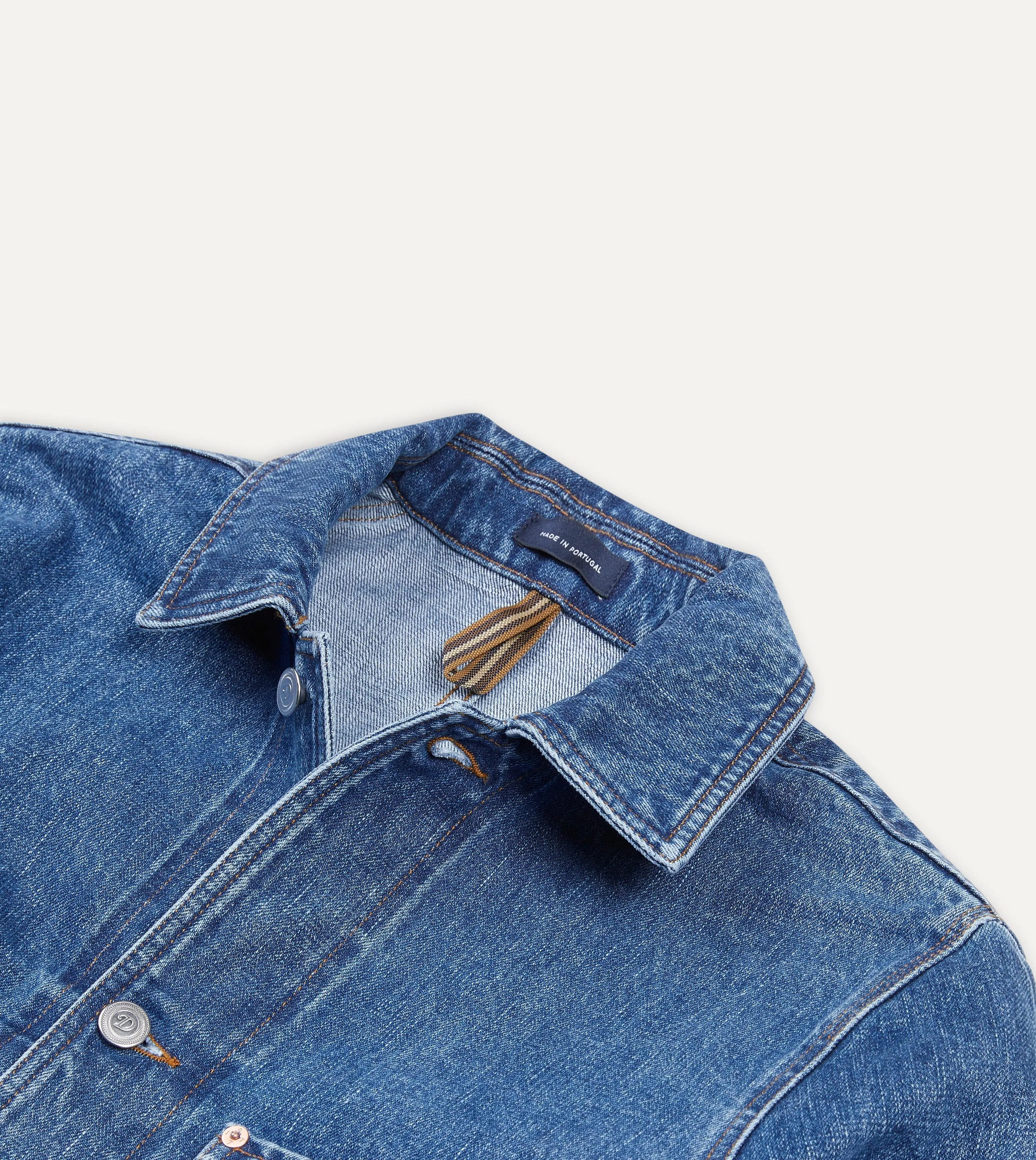 Bleach Wash Selvedge Denim Five-Pocket Chore Jacket sold by Drake's London product image thumbnail 3