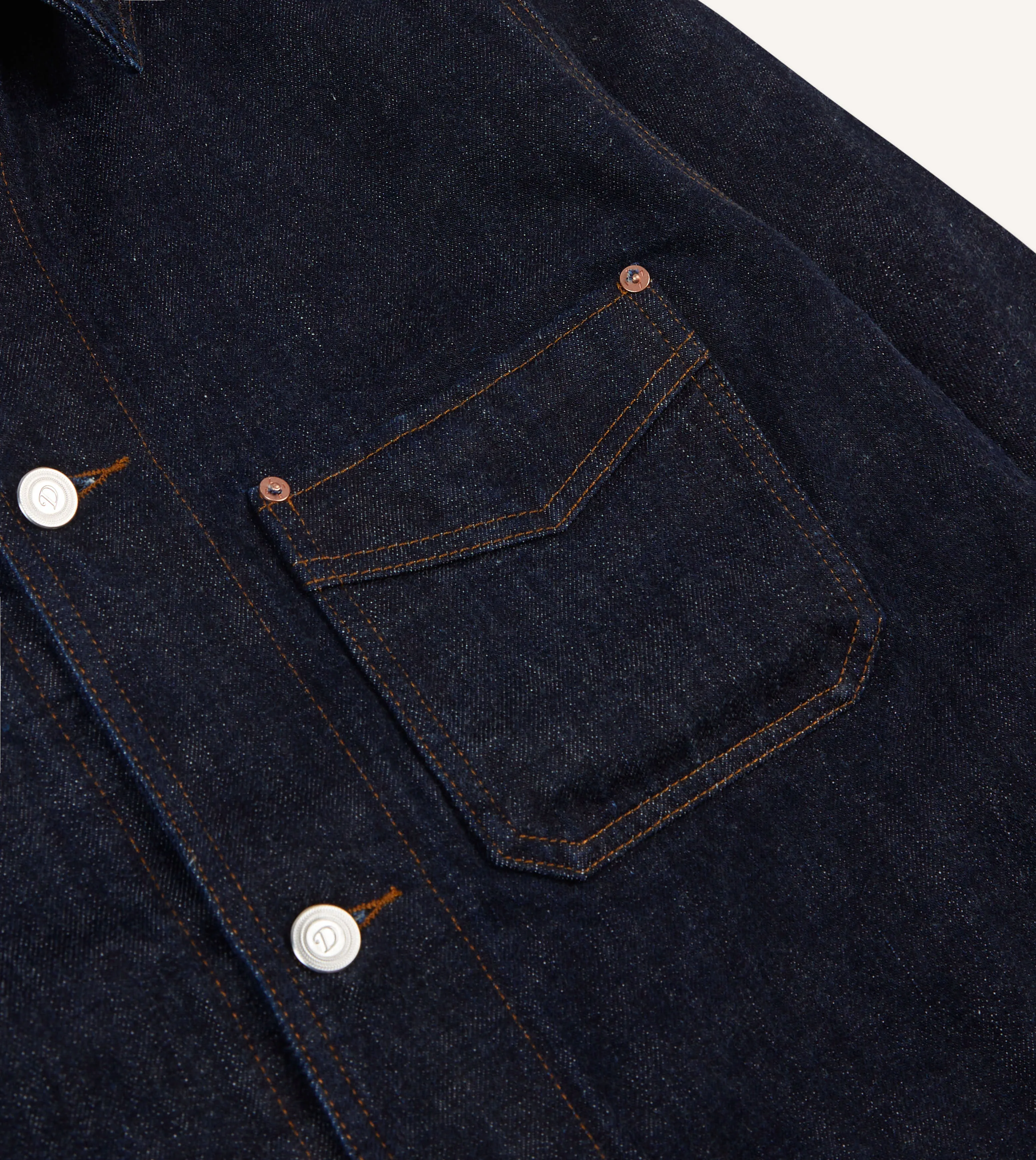 Indigo Rinse Denim Five-Pocket Chore Jacket sold by Drake's London product image thumbnail 3
